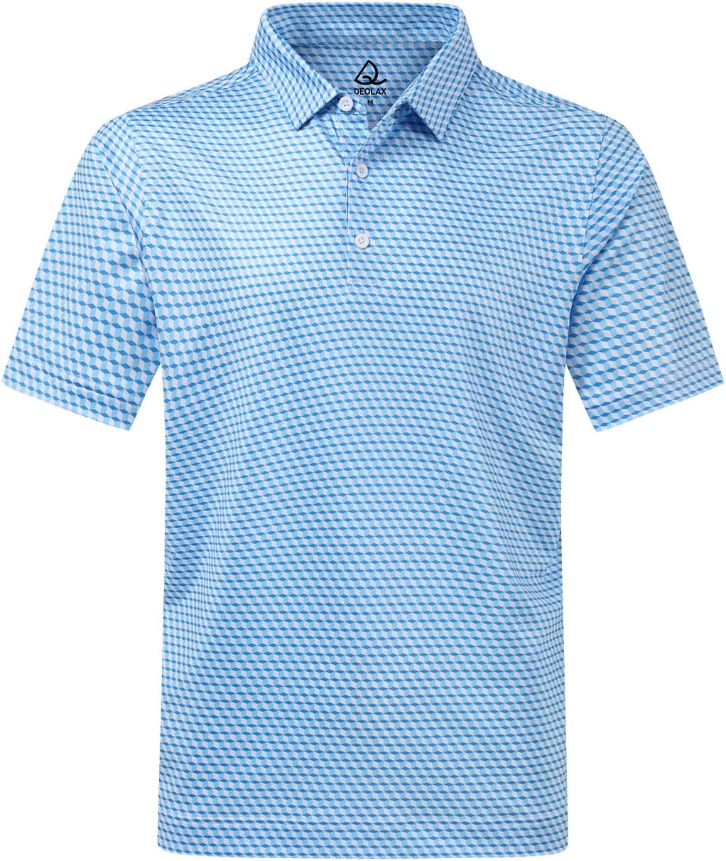 DEOLAX Mens Polo Shirts Fashion Print Mens Golf Shirt Dry Fit Mens Golf Polo Short Sleeve Quick Dry Funny Golf Shirt for Men