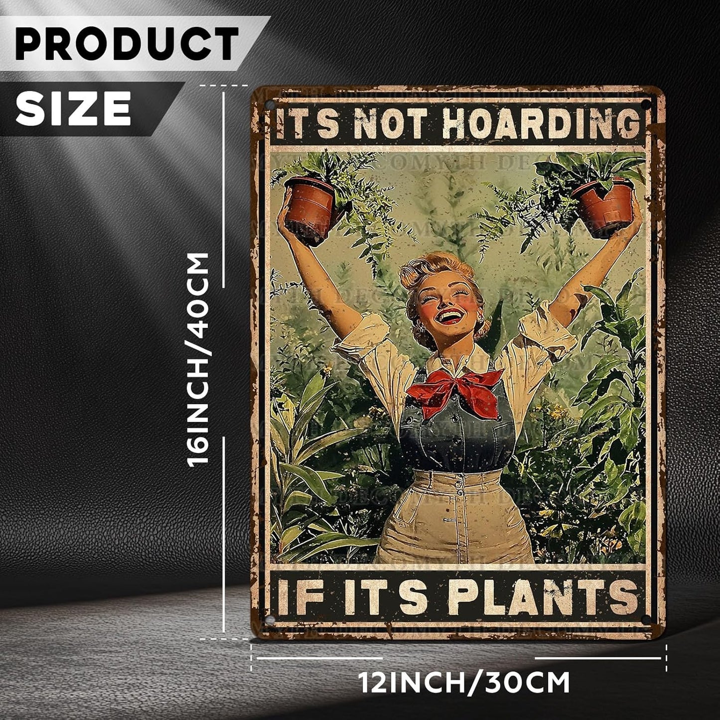 Retro Garden Metal Sign It's Not Hoarding If It's Plants Vintage Gardening Decor Metal Plaque for Parlor Yard Oasis Backyard Patio Greenhouse Decoration 12 * 16inch