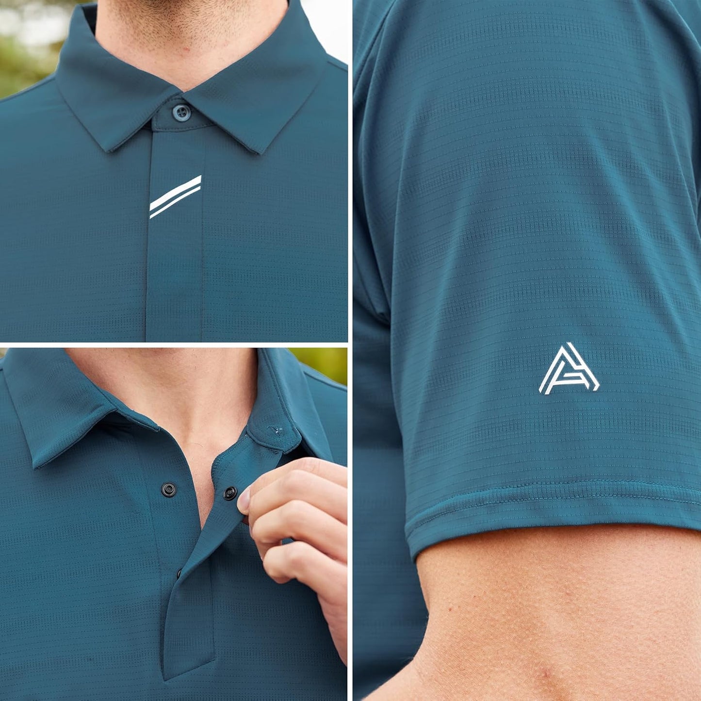 SAMERM Golf Shirts for Men Super Stretch Jacquard Dry Fit Golf Polo Moisture Wicking Short Sleeve Polo Shirts for Men