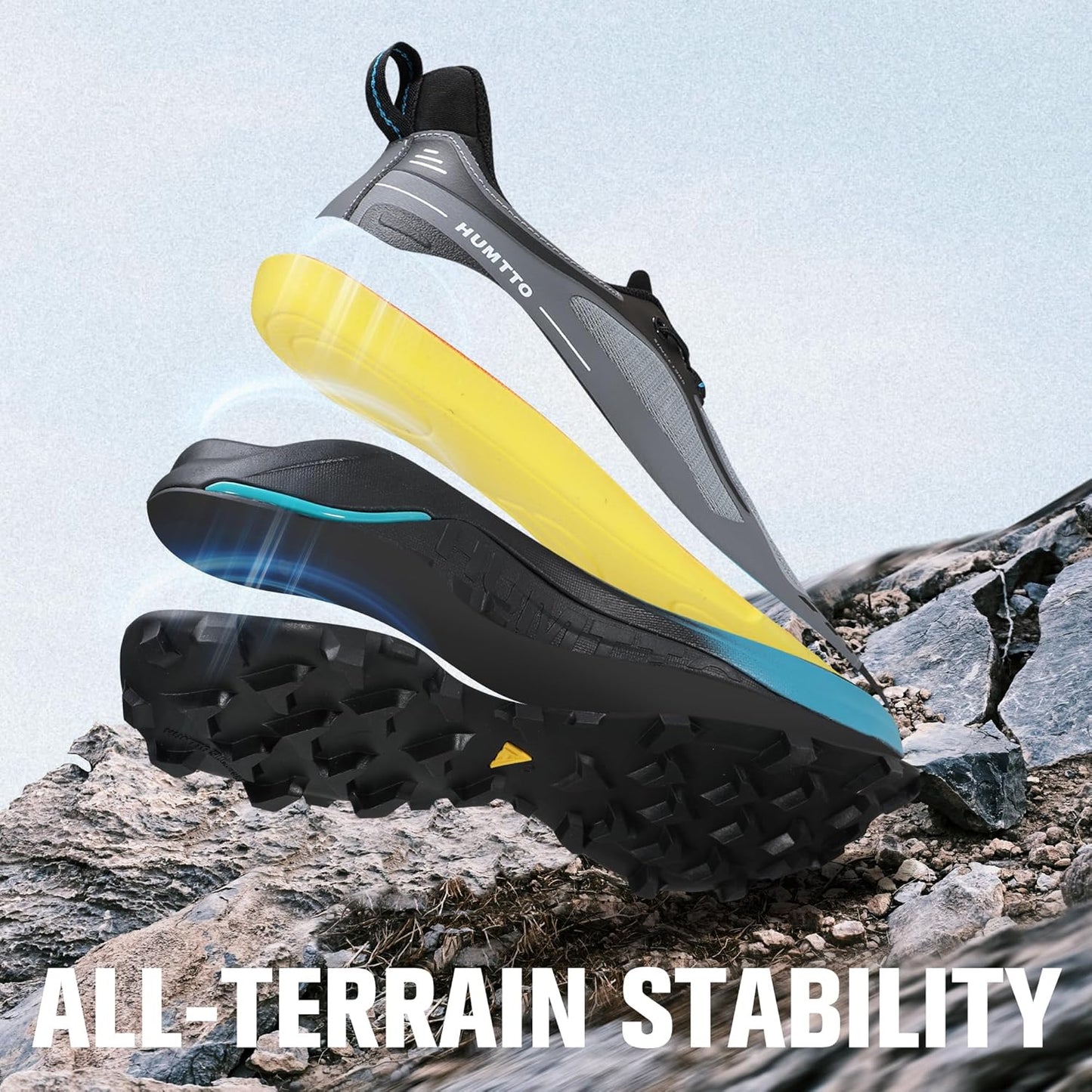 HUMTTO Men's Quick Laces Hiking Sneaker Lightweight Breathable Walking Outdoors Trail Running Shoes