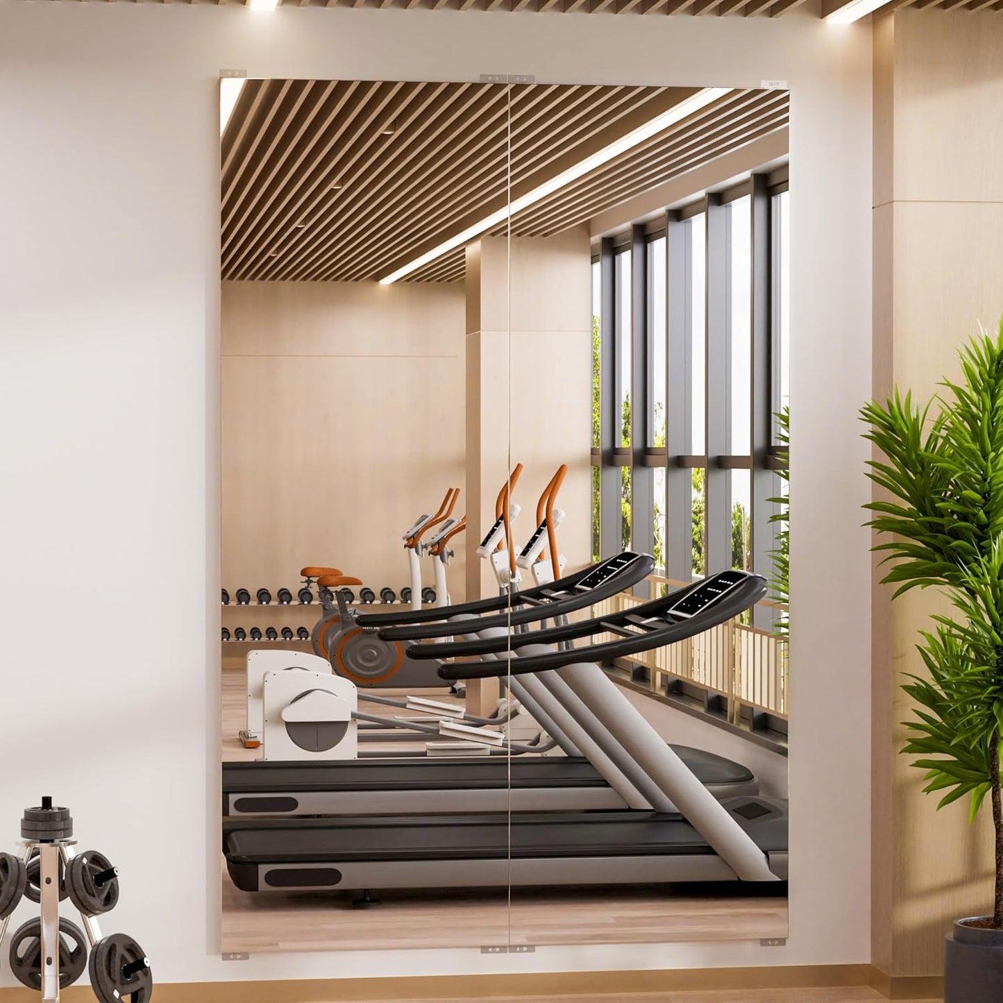 2PCS 71" X 24" Gym Mirror - Full Length Wall Mirror for Gyms, Dance Studios, Home and Yoga - Easy Installation, Ultra Light Shatterproof Nano Miorror Reduces 60% Commercial Insurance Costs, 5LB Each