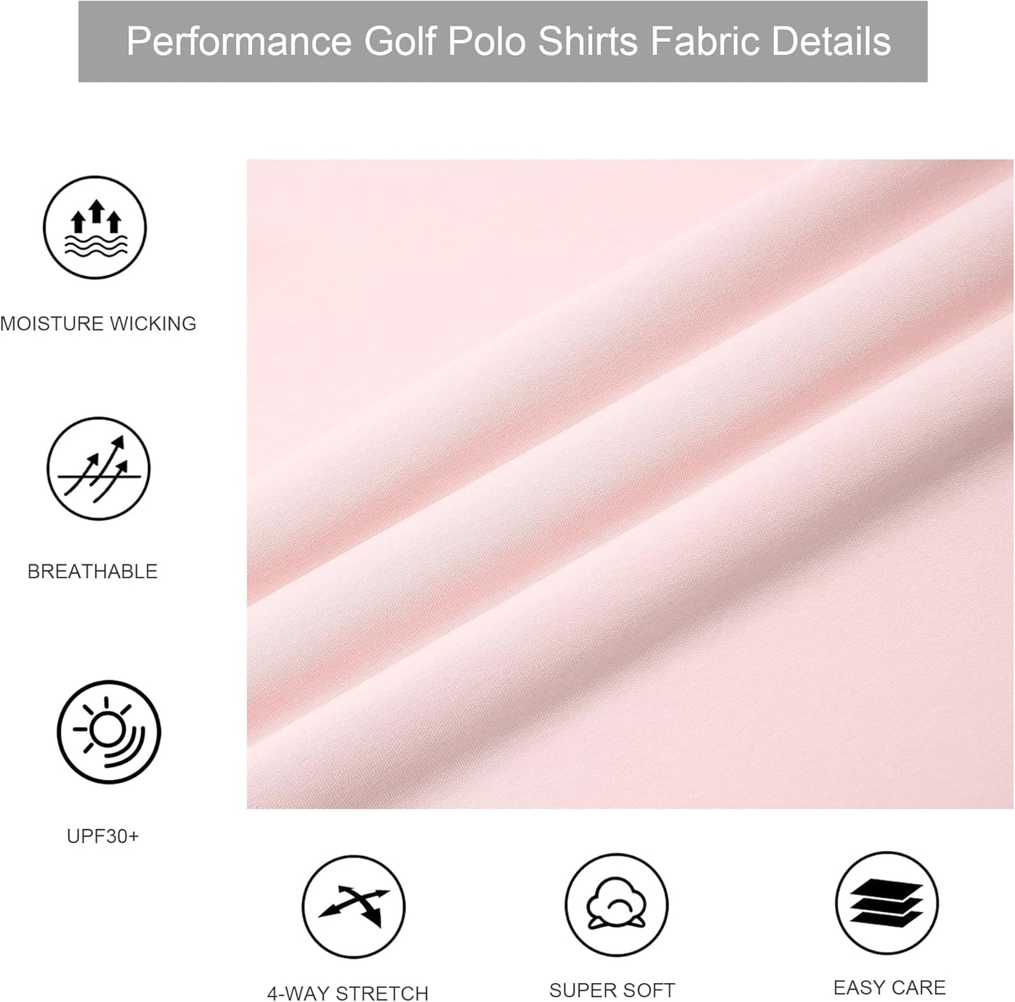 Alex Vando Mens Golf Shirt Moisture Wicking Quick-Dry Short Sleeve Casual Polo Shirts for Men