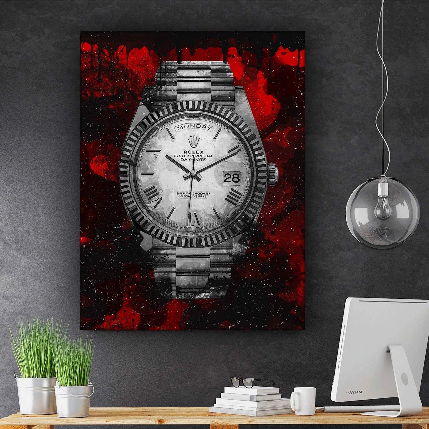 Luxury Watch Canvas Print Office Wall Decor Modern Art Pop Culture Decoration Inspiration Clock Timer Prints Framed Arts Walls Furniture (18" x 12")