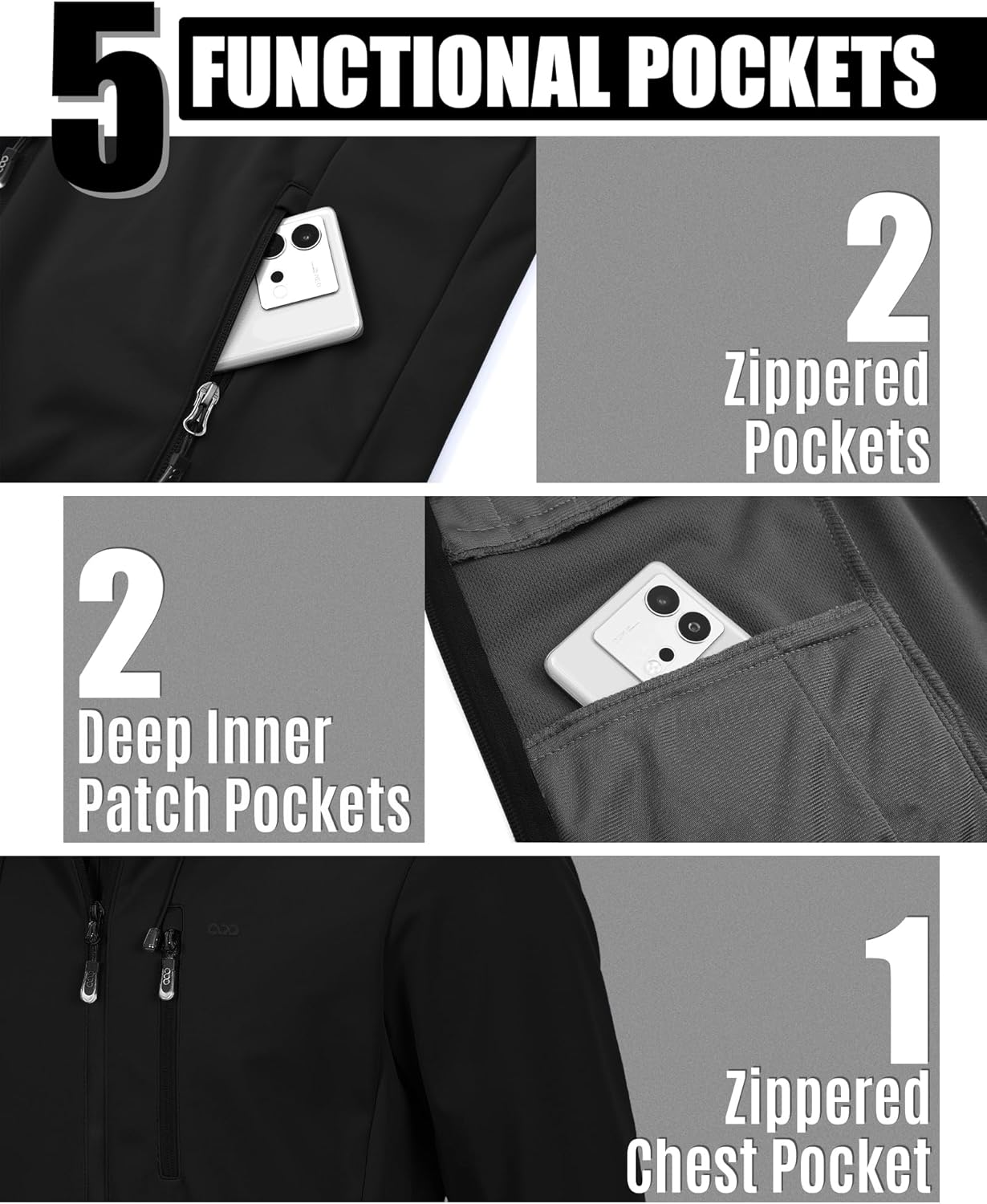 33,000ft Men's Softshell Jacket with Hood Waterproof Windbreaker Lightweight Rain Shell Jacket for Outdoor Hiking Travel