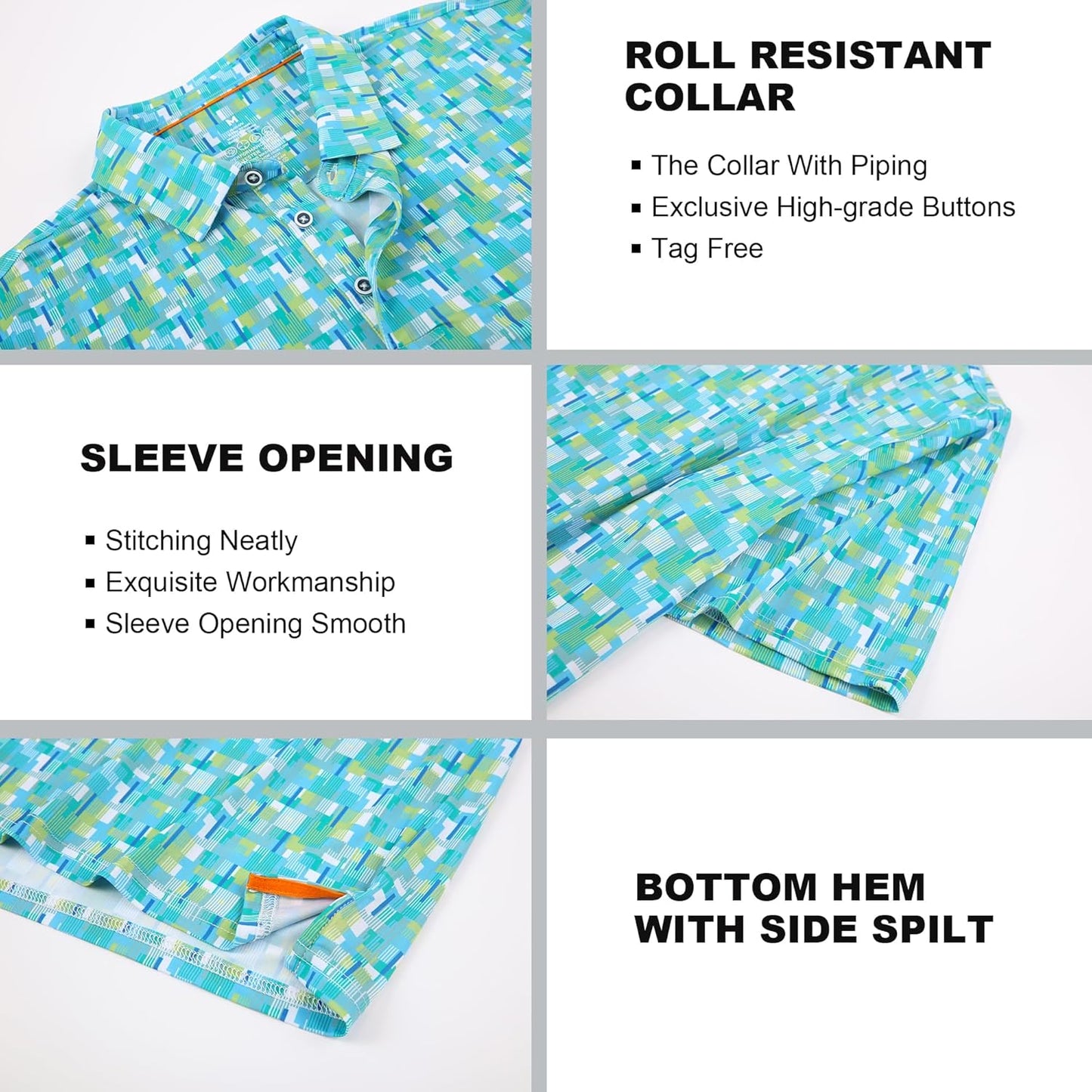 SAMERM Golf Shirts for Men Super Stretch Jacquard Dry Fit Golf Polo Moisture Wicking Short Sleeve Polo Shirts for Men