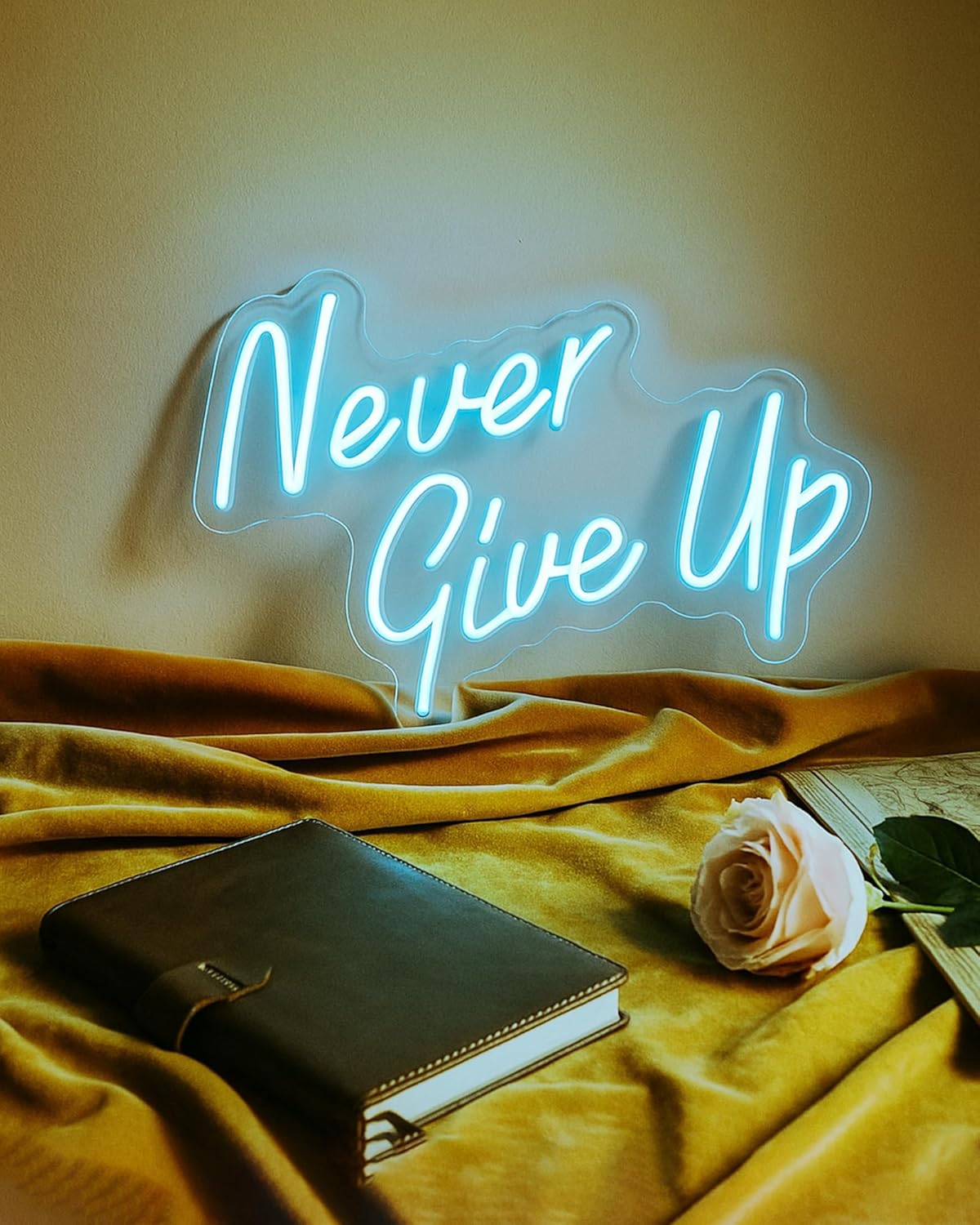YIKBIK NEVER GIVE UPLED Neon Sign for Wall Decor,Neon Lights Party Decorations, USB Powered Switch Neon Lights lighting adjustable for Office Room, Gym Room, Man Cave, Gamer Room