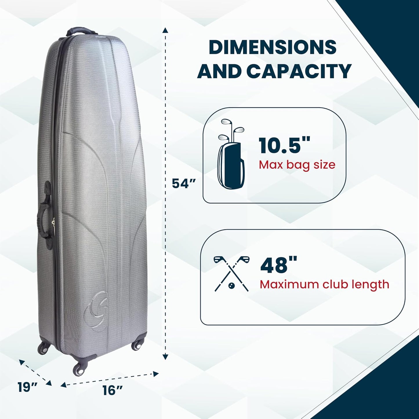 Samsonite Golf 6850 Hard Case Golf Travel Bag, Lightweight & Durable ABS Shell, Multi-Directional Wheels