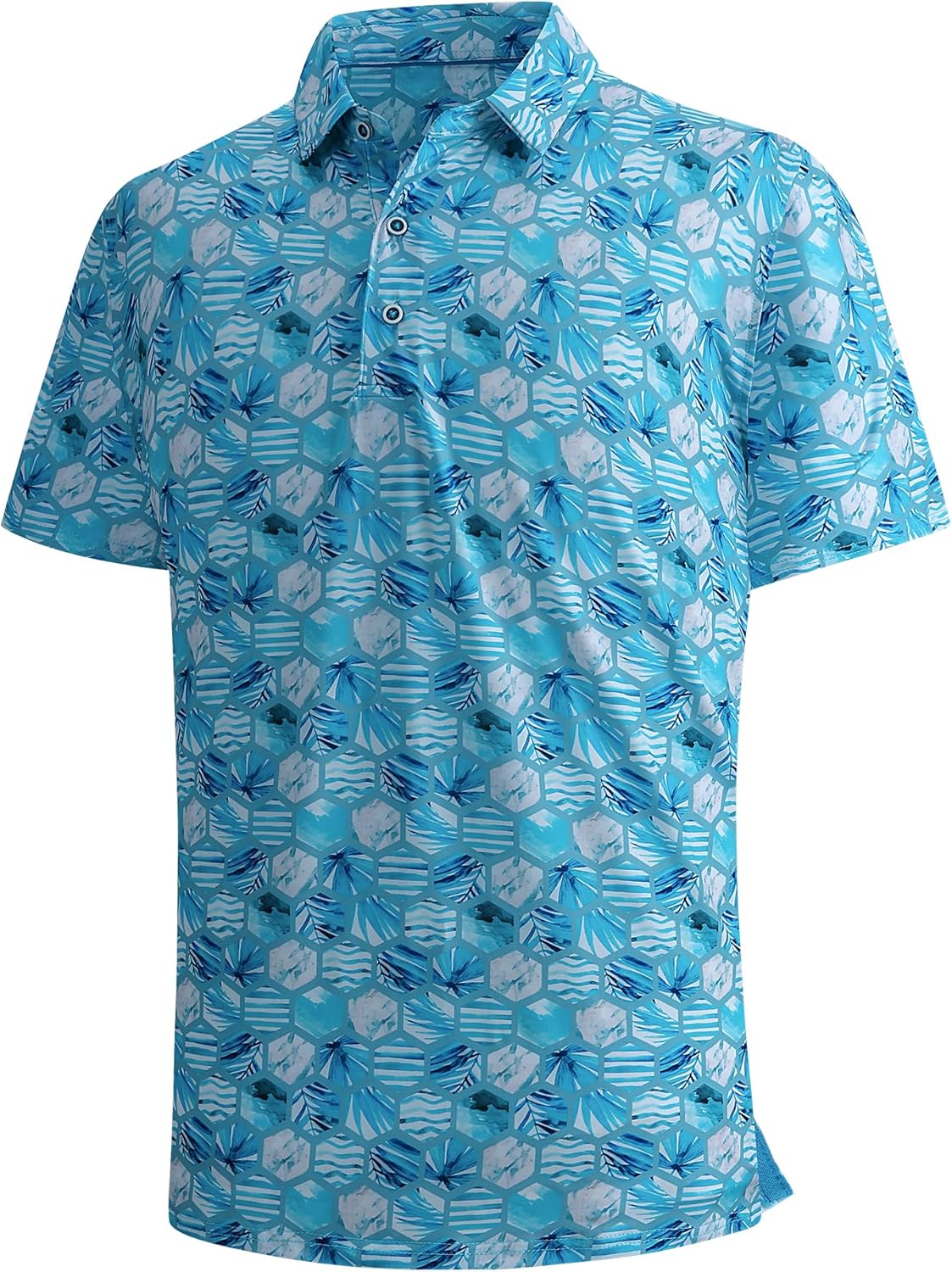 SAMERM Golf Shirts for Men Super Stretch Jacquard Dry Fit Golf Polo Moisture Wicking Short Sleeve Polo Shirts for Men