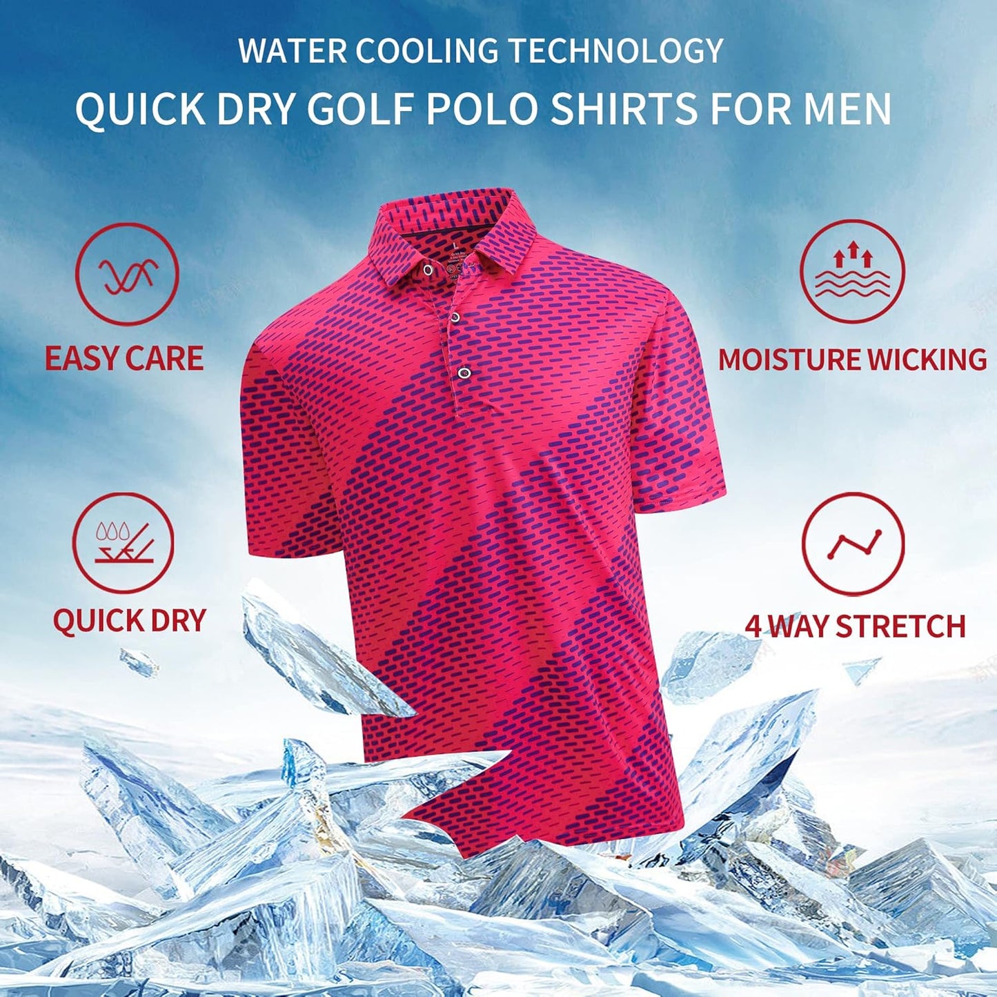 SAMERM Golf Shirts for Men Super Stretch Jacquard Dry Fit Golf Polo Moisture Wicking Short Sleeve Polo Shirts for Men