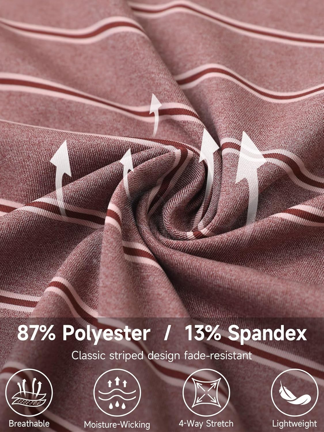 Rouen Polo Shirts for Men Dry Fit Performance Heather Stripe Golf Polo Moisture Wicking Lightweight Breathable Golf Shirts