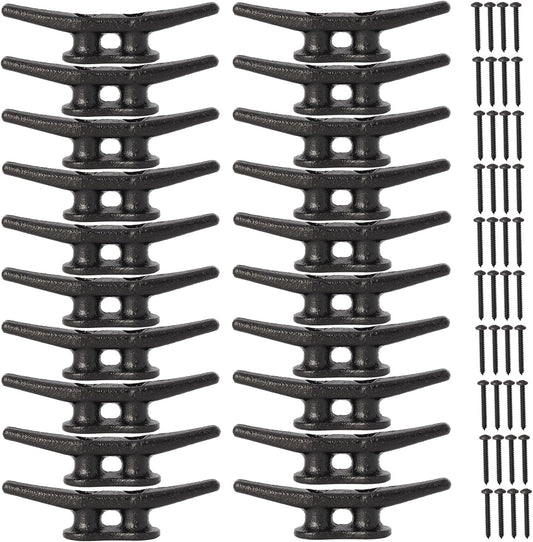 4 inch Dock Cleats 4/6/8/12/16/20/24 Pack,Boat Dock Cleats Rope Cleat Marine Cleats Iron Boat Cleats with Hardware ldeal for Deck,Nautical Decor,Cleats for Boat Dock,Boat Tie Down Cleats