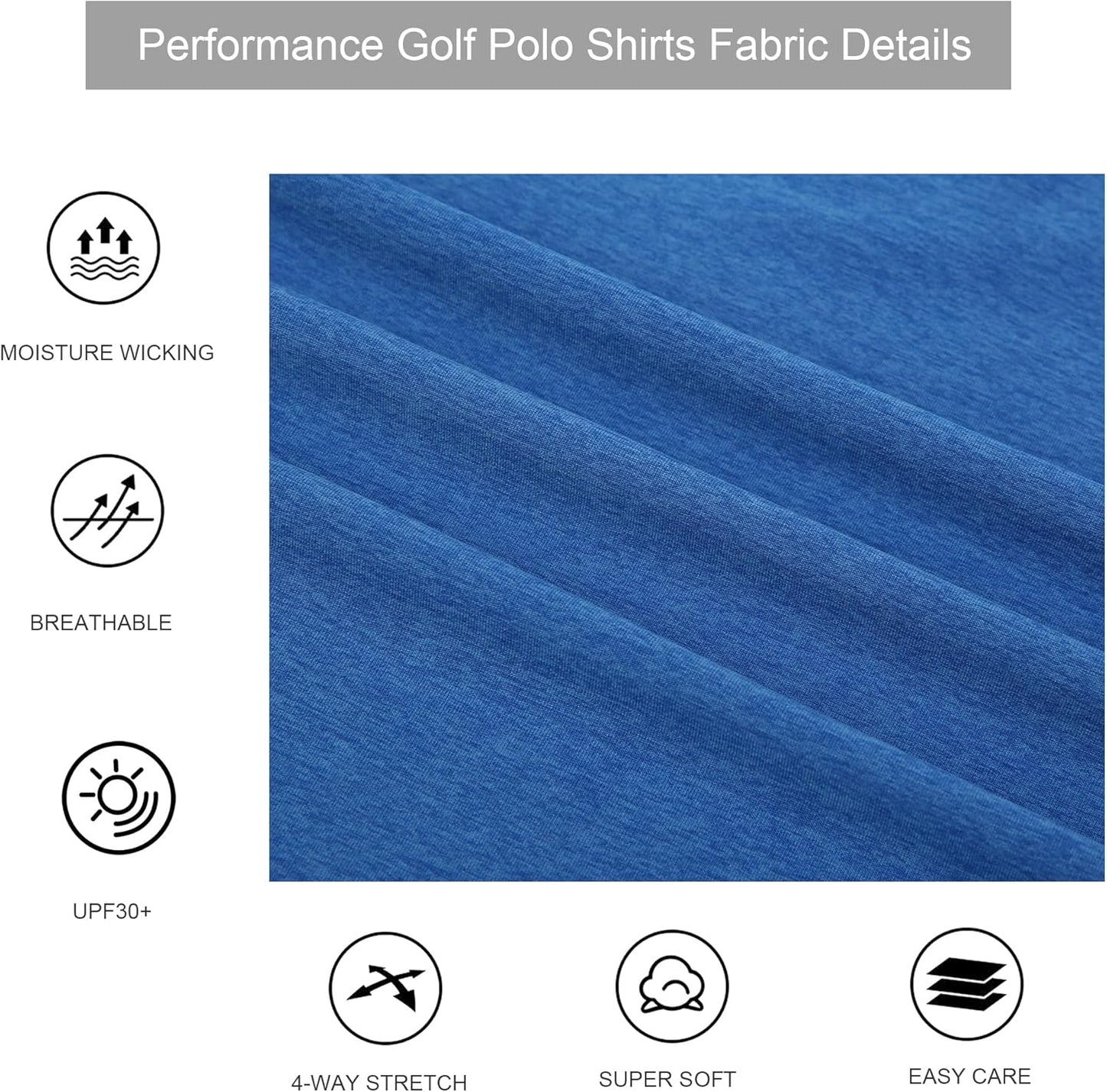 Alex Vando Mens Golf Shirt Moisture Wicking Quick-Dry Short Sleeve Casual Polo Shirts for Men