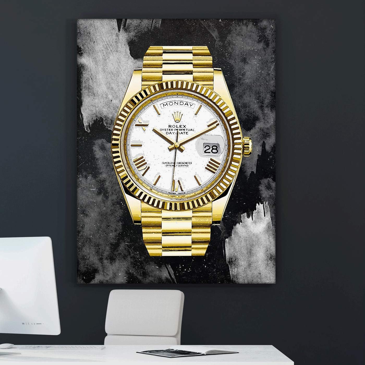 SuccessHunters Luxury Gold Watch Canvas Print Office Wall Decoration Home Decor Modern Art Prints Inspiration Motivation Inspire Entrepreneur Quote Inspirational Motivational House Decal (48" x 36")