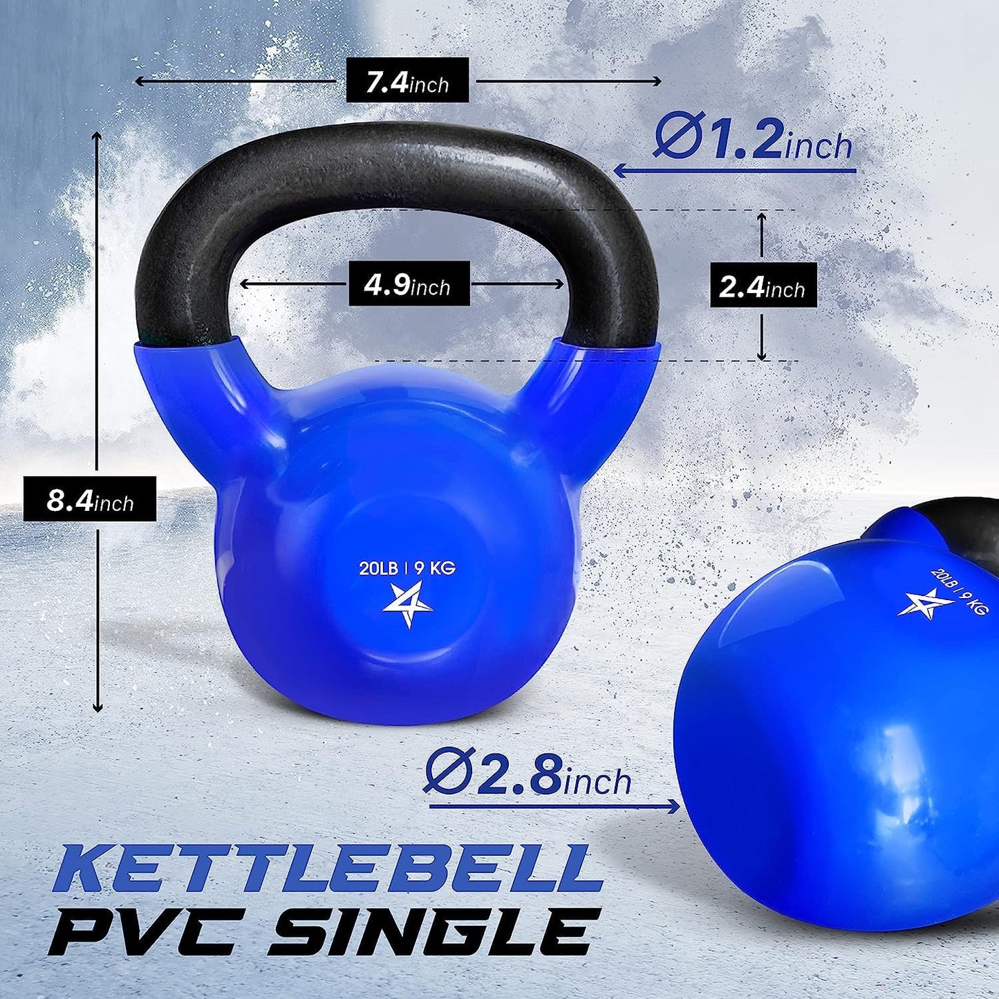 Yes4All 5-100 LB Kettlebells Vinyl Coated Cast Iron for Dumbbell Weights Exercises, Gym, Fitness, Full Body Workout Equipment Push up, Grip and Strength Training