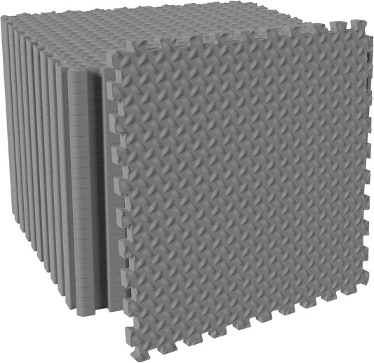 Puzzle Exercise Gym Flooring Mat, 3/4" Thick High-Density EVA Interlocking Tiles, Workout Mat for Home Gym, Fitness Equipment, MMA, Gymnastics, 24-Piece Shock-Absorbing Exercise Mat (96 Sq Ft)