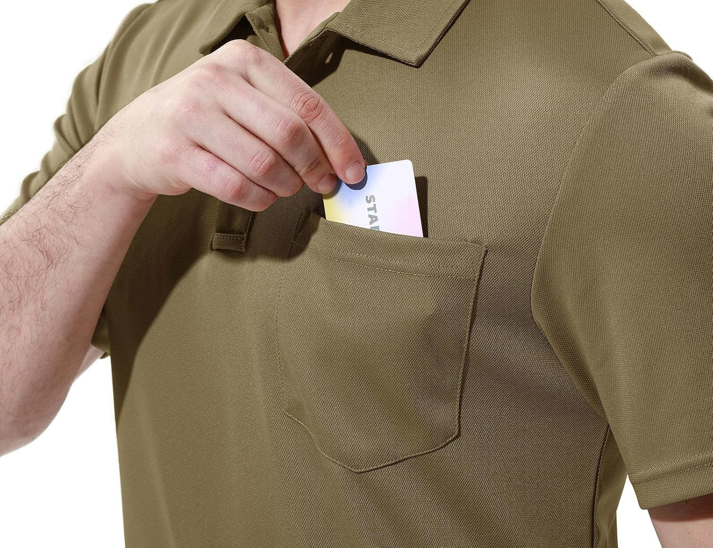 TBMPOY Men's Polo Shirts with Pocket Short Sleeve Quick Dry Casual Sports Outdoor Golf Shirt
