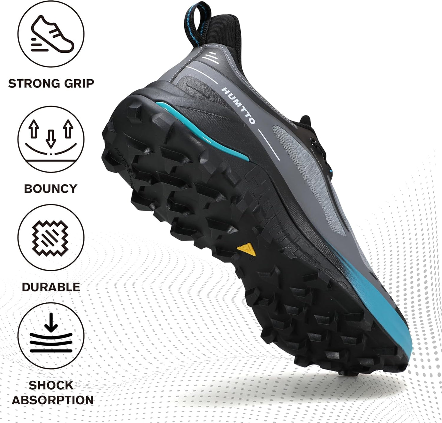 HUMTTO Men's Quick Laces Hiking Sneaker Lightweight Breathable Walking Outdoors Trail Running Shoes