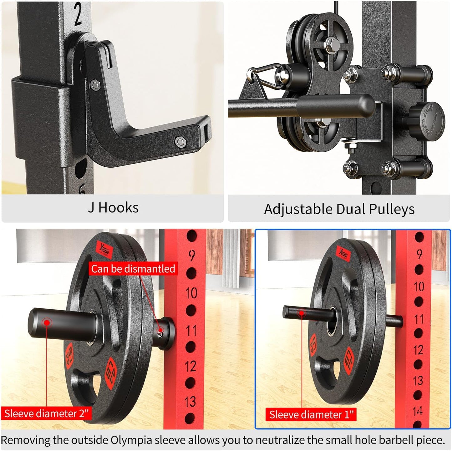 Power Rack Power Cages Multi-Function Squat Rack with Cable Crossover System Selectable More Training Attachment Weight Cage for Garage & Home Gym