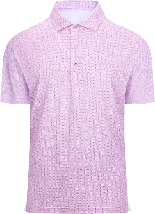 Alex Vando Mens Golf Shirt Moisture Wicking Classic Print Golf Shirts for Men