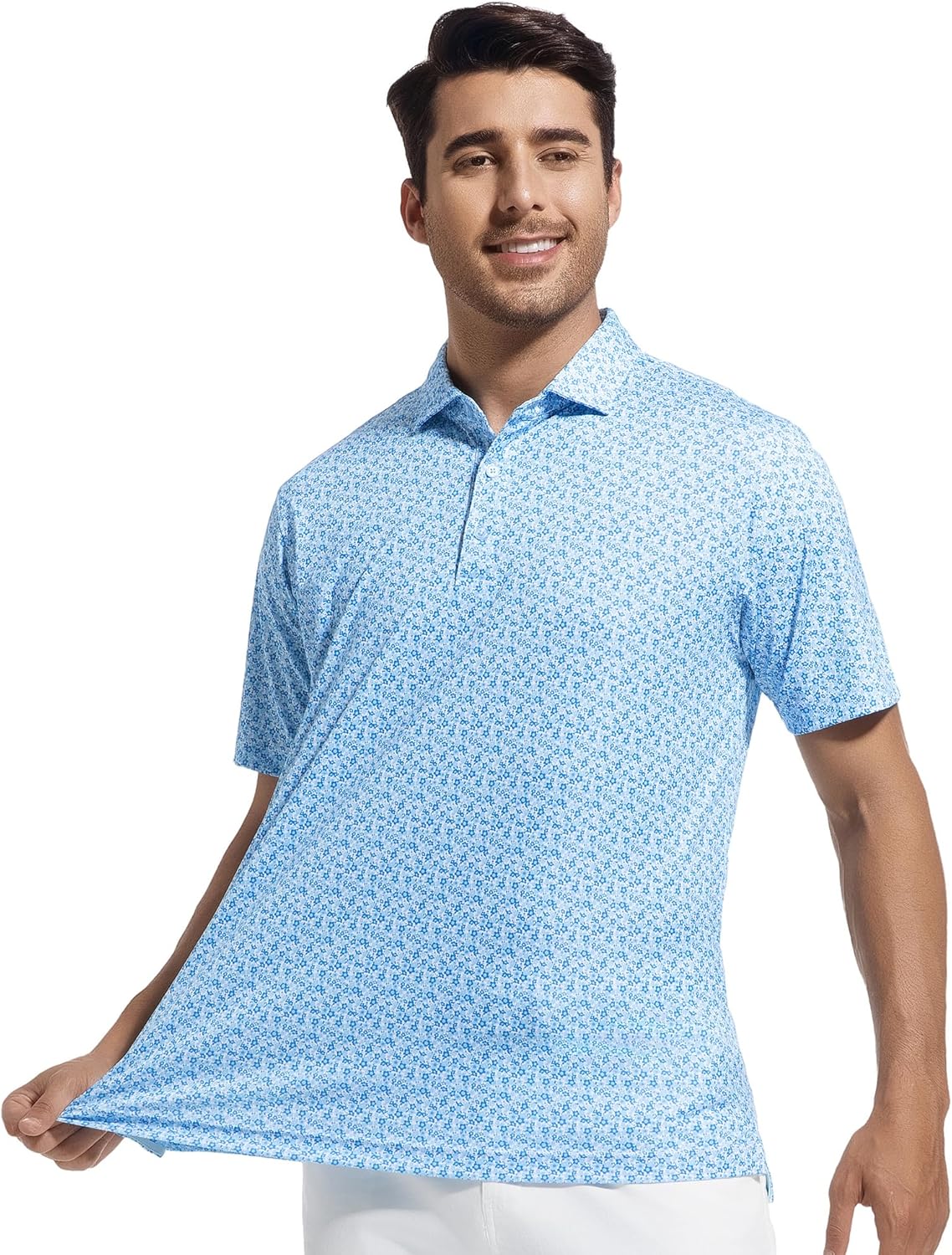SAMERM Mens Golf Shirts Short Sleeve Dry Fit Performance Moisture Wicking Print Sport Polo Shirts for Men Casual