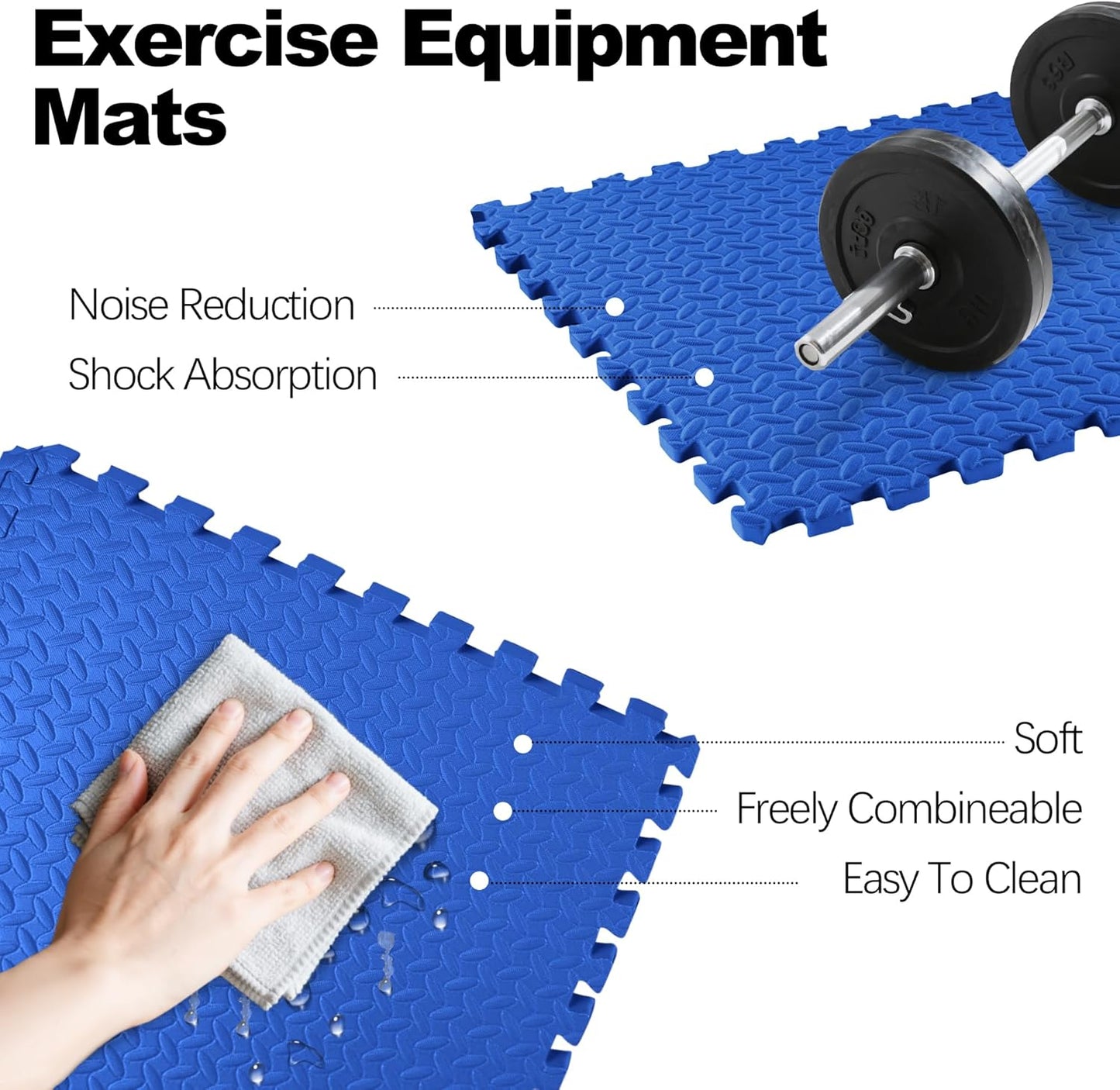 Puzzle Exercise Gym Flooring Mat, 3/4" Thick High-Density EVA Interlocking Tiles, Workout Mat for Home Gym, Fitness Equipment, MMA, Gymnastics, 24-Piece Shock-Absorbing Exercise Mat (96 Sq Ft)