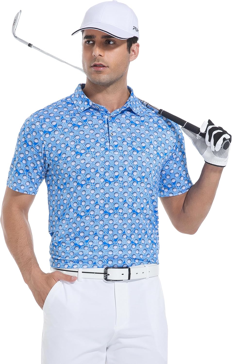 SAMERM Golf Shirts for Men Super Stretch Jacquard Dry Fit Golf Polo Moisture Wicking Short Sleeve Polo Shirts for Men