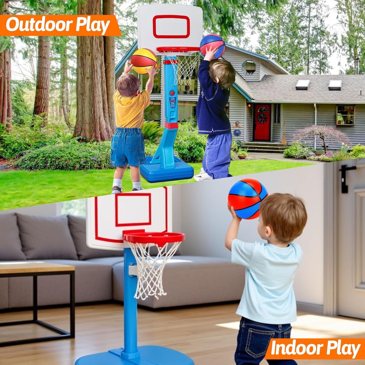 4 Packs Mini Basketballs 7 Inch Size 3 with Pump, Kids Small Basketball Set for Basketball Hoop Pool Party Games Indoor Outdoor Play Sports Toys Bouncy Basket Balls for Kids Toddlers 1-3 3-5 5-7 Gifts