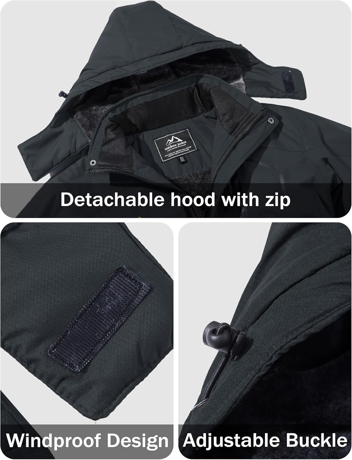 MAGCOMSEN Men's Winter Coats Water Resistant Ski Snow Jacket Warm Fleece Jacket Parka Raincoats With Multi-Pockets