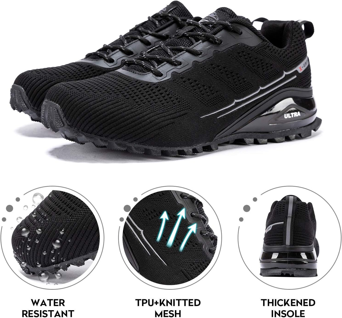 Kricely Men's Trail Running Shoes Fashion Walking Hiking Sneakers for Men Tennis Cross Training Shoe Outdoor Snearker Mens Casual Workout Footwear