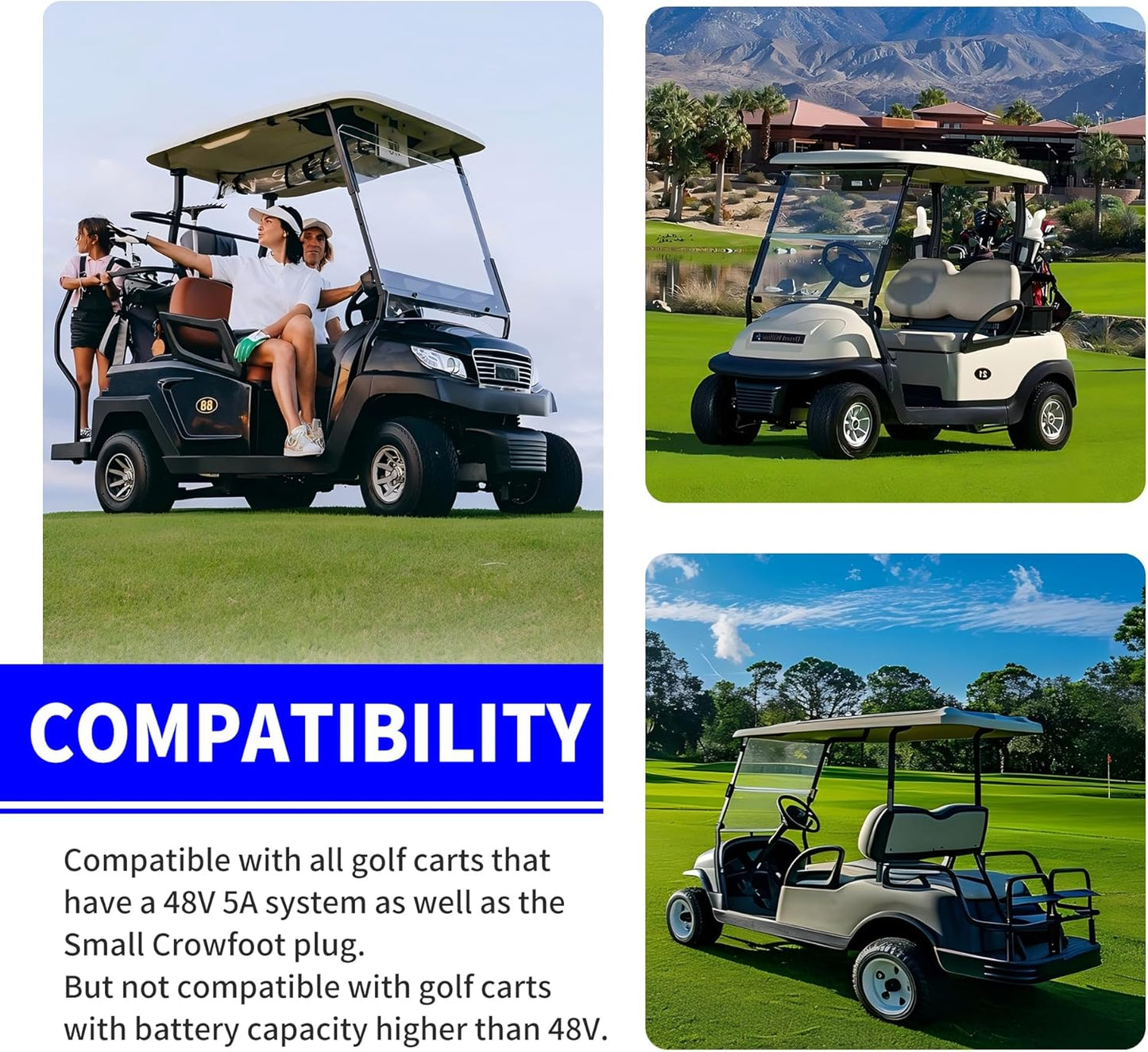 36V 5A Golf Cart Charger with Crowfoot Connector Plug Compatible with TXT DS Golf Cart, Yamaha | Multi-Scenario Use for Home, Club & Storage, Lightweight