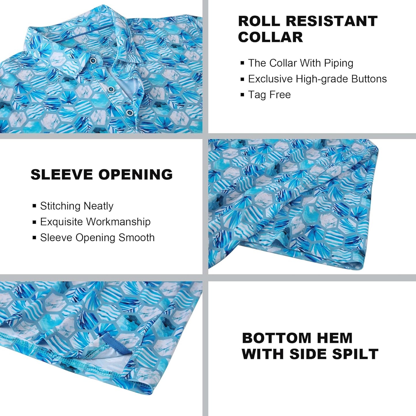 SAMERM Golf Shirts for Men Super Stretch Jacquard Dry Fit Golf Polo Moisture Wicking Short Sleeve Polo Shirts for Men