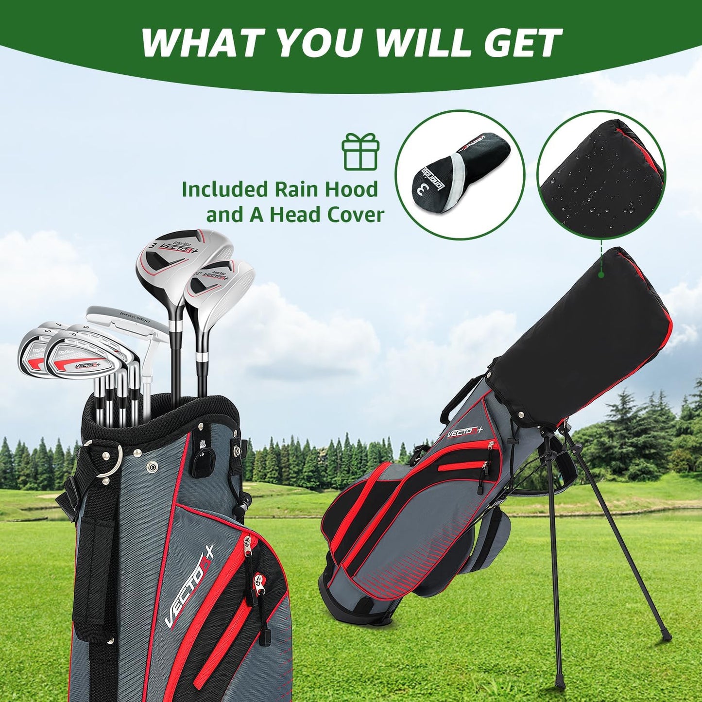 8 Pieces Complete Golf Club Set – Full Set with Bag, Fairway Wood, Hybrid, Irons, Putter – Lightweight, Beginner Friendly, Premium Quality, Distance & Accuracy, Easy to Use for Men & Women