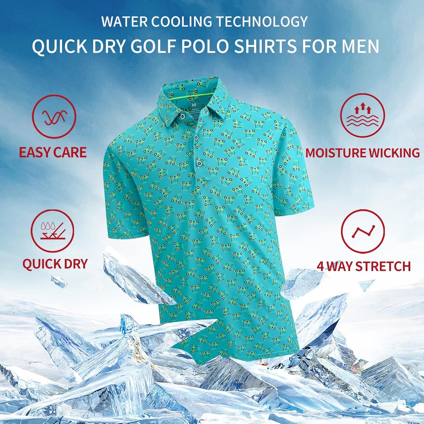 SAMERM Golf Shirts for Men Super Stretch Jacquard Dry Fit Golf Polo Moisture Wicking Short Sleeve Polo Shirts for Men