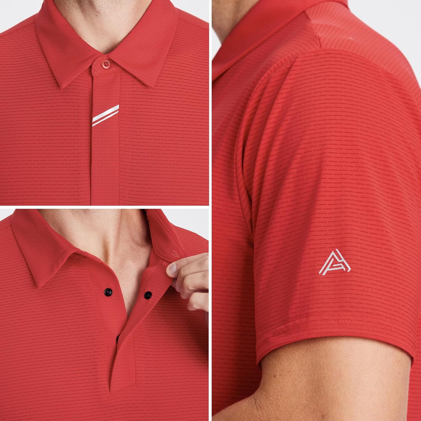 SAMERM Golf Shirts for Men Super Stretch Jacquard Dry Fit Golf Polo Moisture Wicking Short Sleeve Polo Shirts for Men