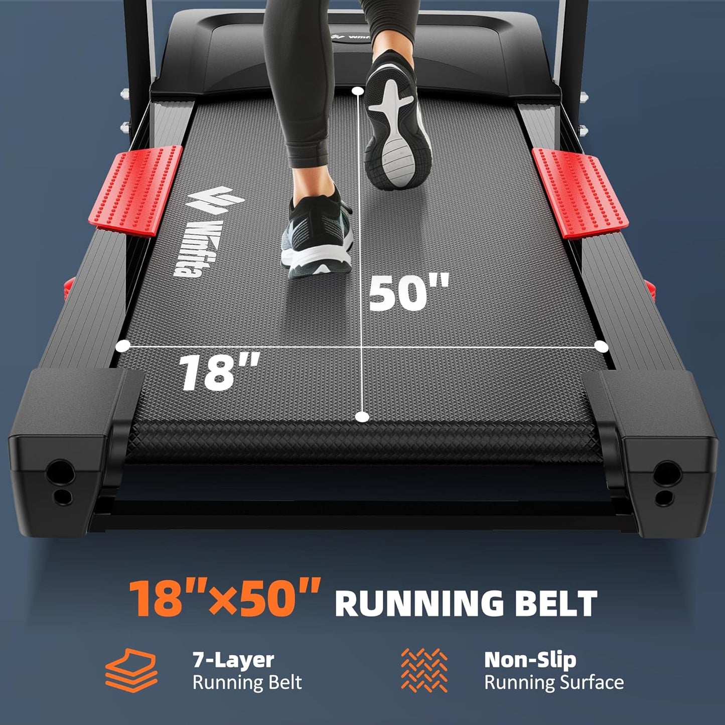 Treadmill with Incline, 300 LBS Capacity, 8 MPH or 10 MPH Speed, Bluetooth, App, Pause Function, Folding Treadmills for Home with 64 Programs, 17'' or 18'' Wide Belt, Heart Rate, BMI Detector