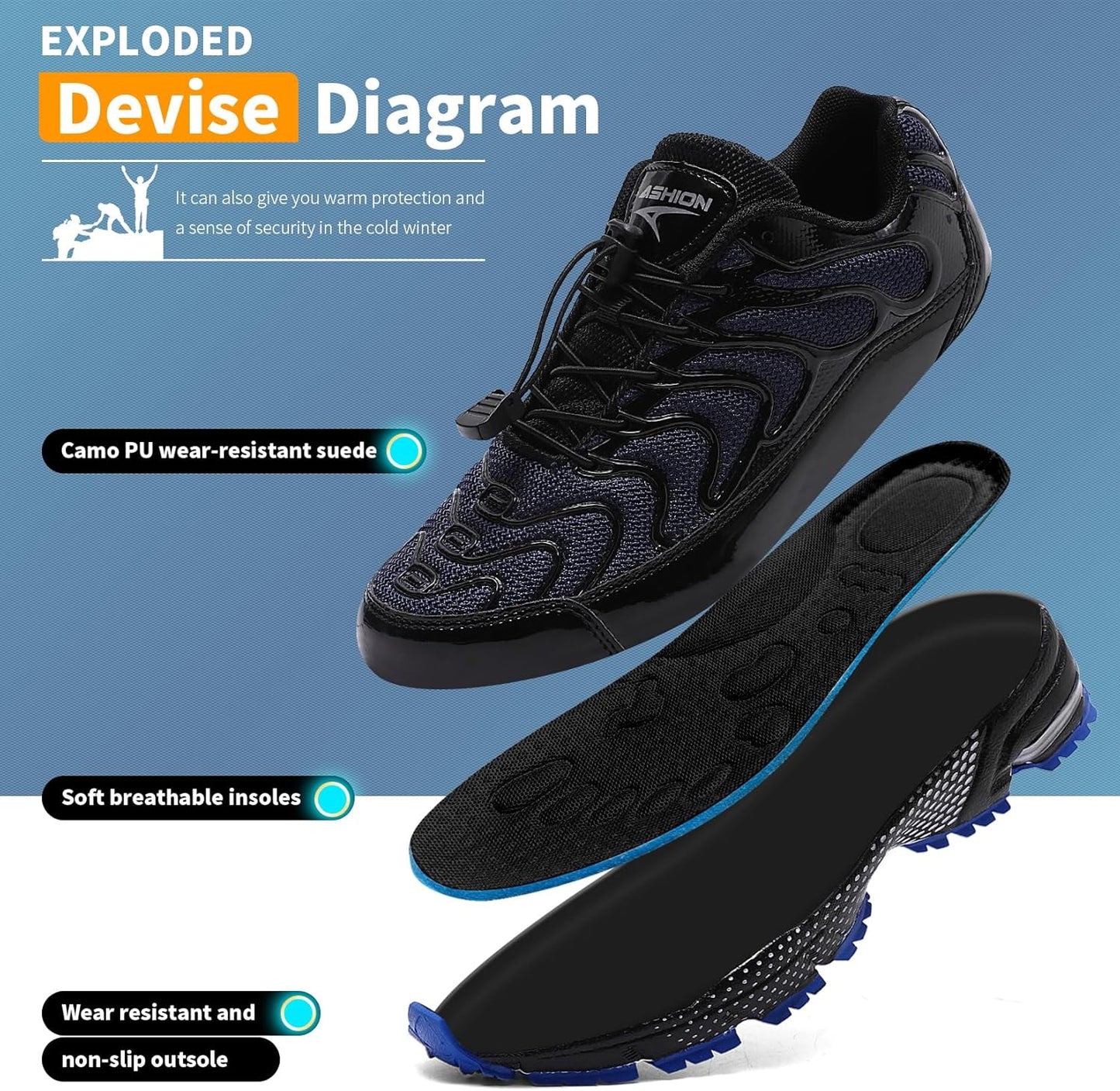 WETIKE Boy's Shoes Mesh Slip on Lightweight Running Sneakers