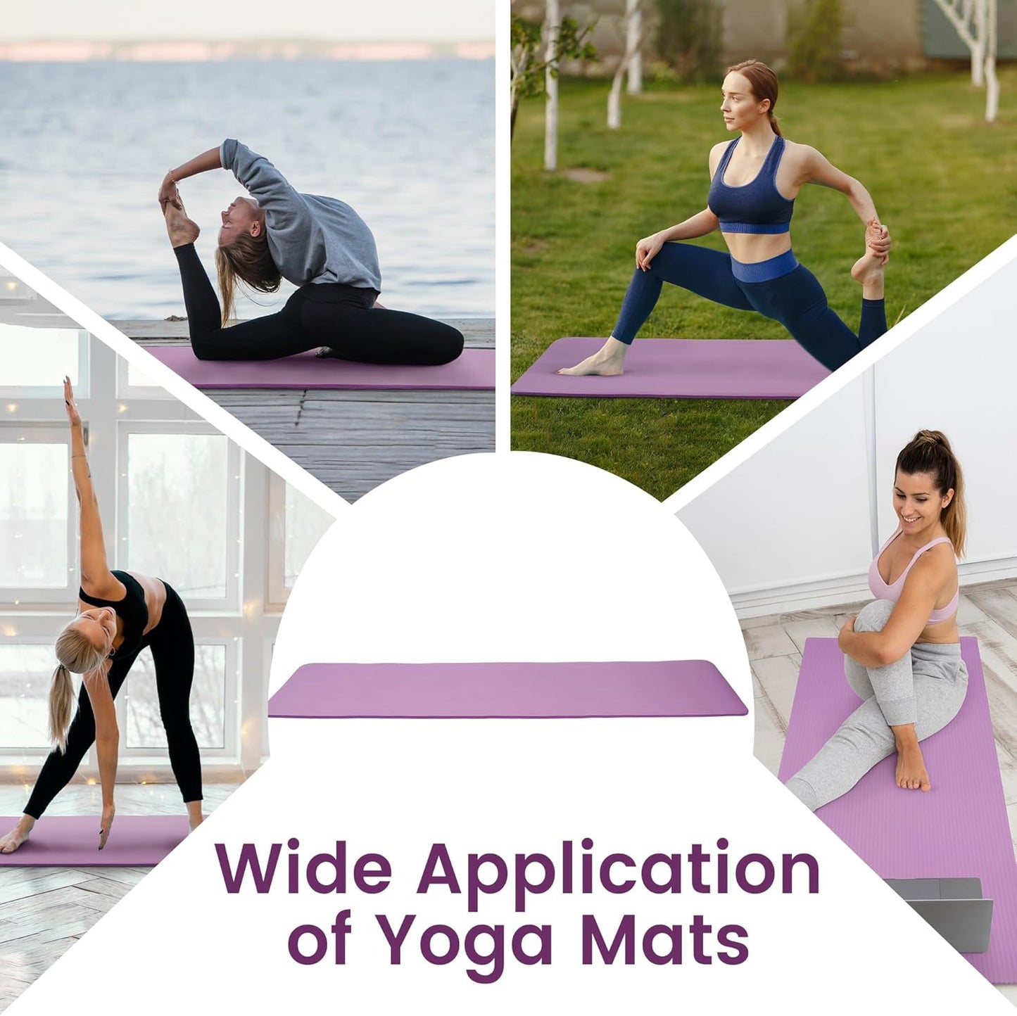 Yoga Mat, 1/2-Inch Extra Thick High Density Exercise Mat, Anti-Tear Exercise Yoga Mat with Carrying Strap, Suitable for Various Yoga Exercises