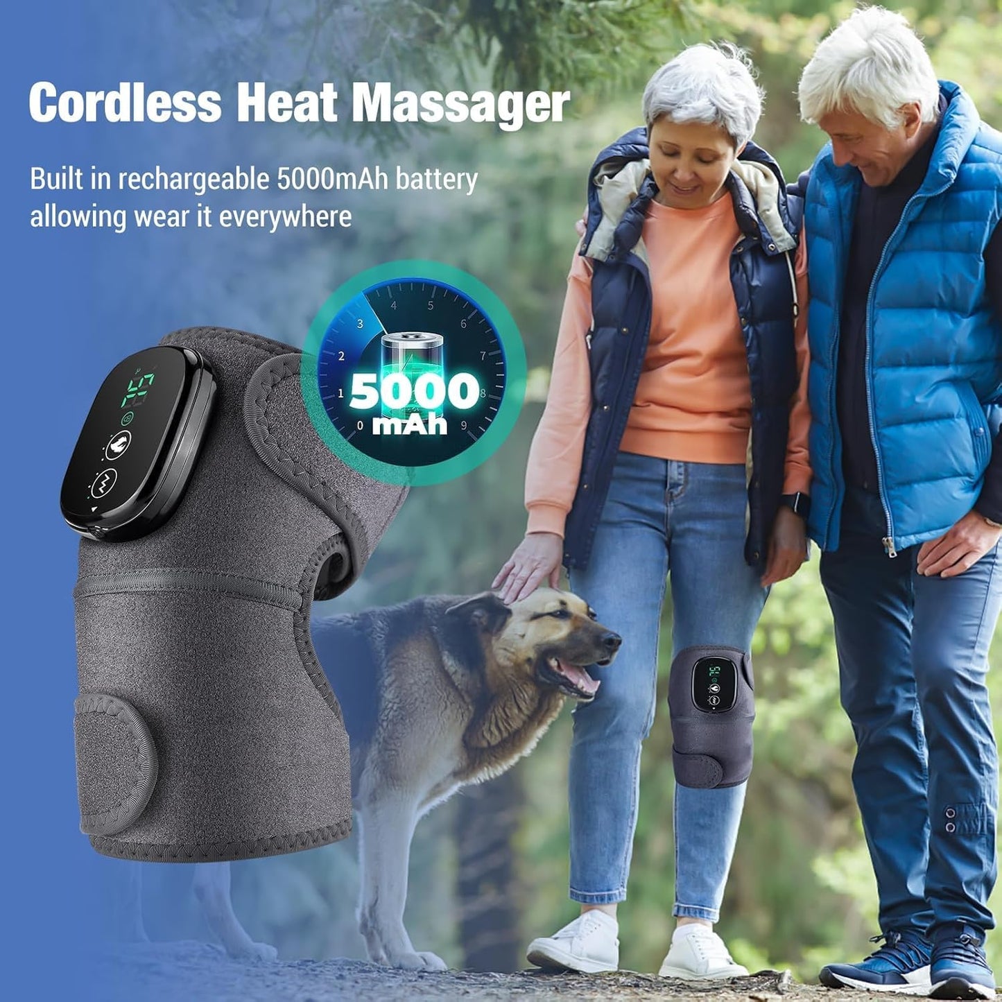 Northern Brothers Knee Massager for Pain Relief, Knee Pain Relief for Arthritis & Muscle Relaxation, Heating Pad for Knees Shoulder Elbow, Wireless Portable, Gifts for Men Women(1Pack)