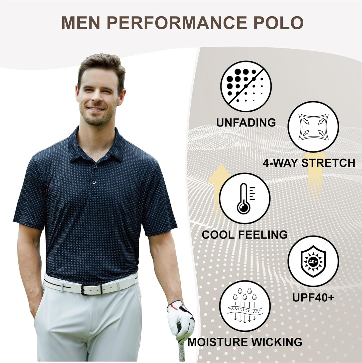 Damipow Premium Golf Shirts for Men Dry Fit Performance Polo Short Sleeve Collared Shirt