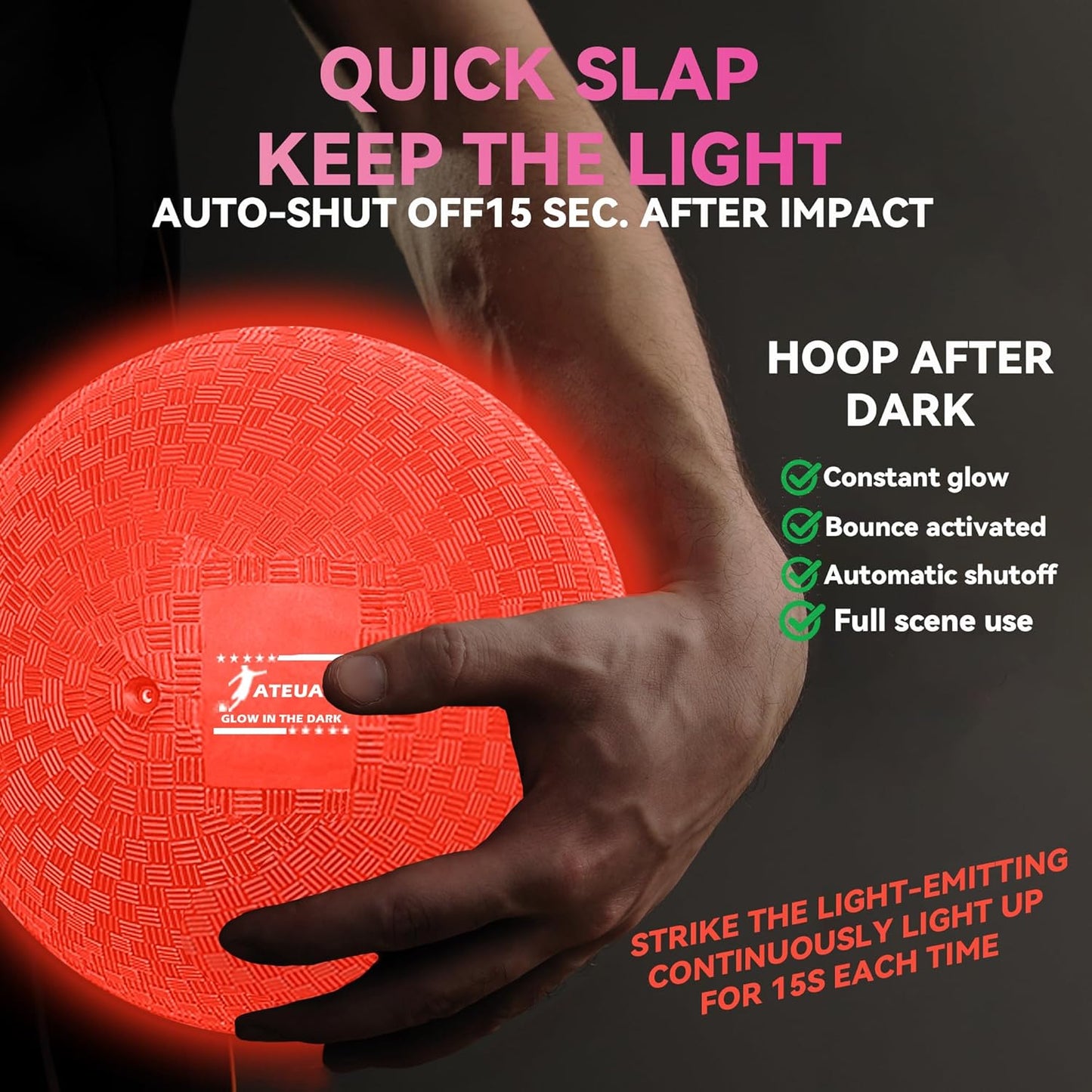 8.5 Inch Light up Kickball Set, Dodgeballs 2 Pack, Playground Balls Gift for Kids, Glow Bouncy Balls Includes Pump and Storage Bag, Handball for Night, Glow in The Dark Party Supplies