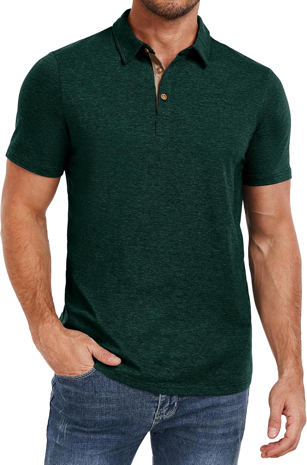 PEGENO Mens Polo Shirts Short Sleeve Casual Cotton Golf Shirts Performance Polo Shirts for Men