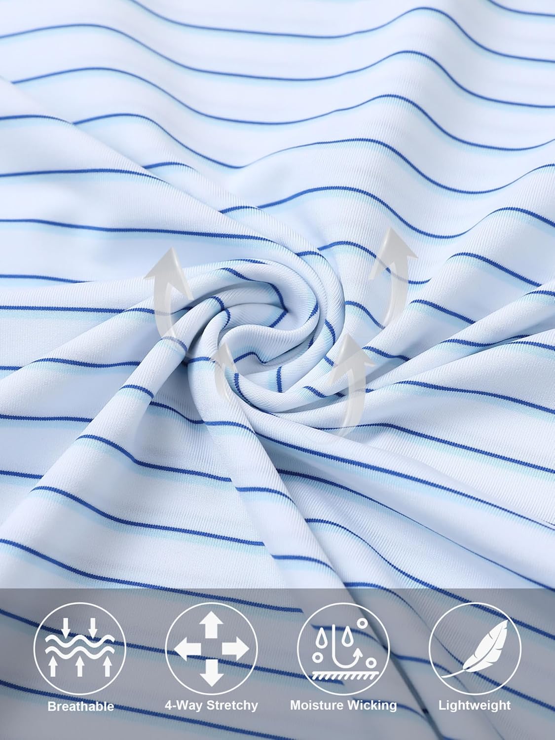 Rouen Mens Polo Shirts Short Sleeve Dry Fit Performance Moisture Wicking Causal Striped Polo Collared Golf Shirts for Men