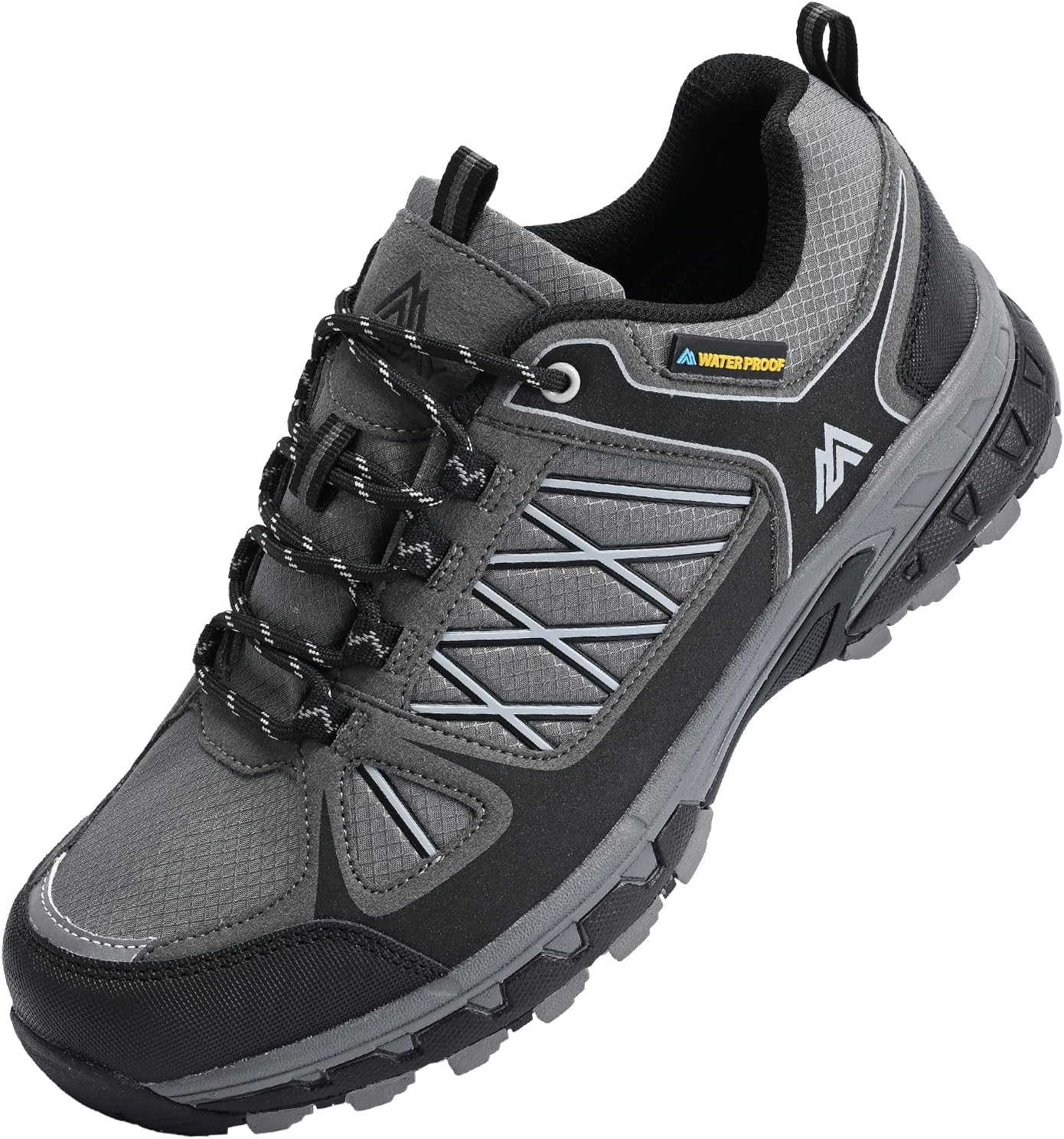 Queday Men's Waterproof Hiking Shoes Lightweight Anti Slip Outdoor Ankle Boots Breathable Hike Trekking Trails Shoe