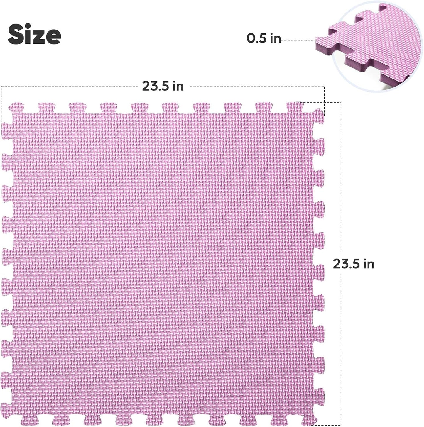 Home Gym Mat, Puzzle Exercise Mat, EVA Interlocking Foam Floor Tiles for Home Workout Equipment and Kids' Play Areas - Blue, 24 in x 24 in x ½ in - (Pink, 12 Pack (48 SQ FT))