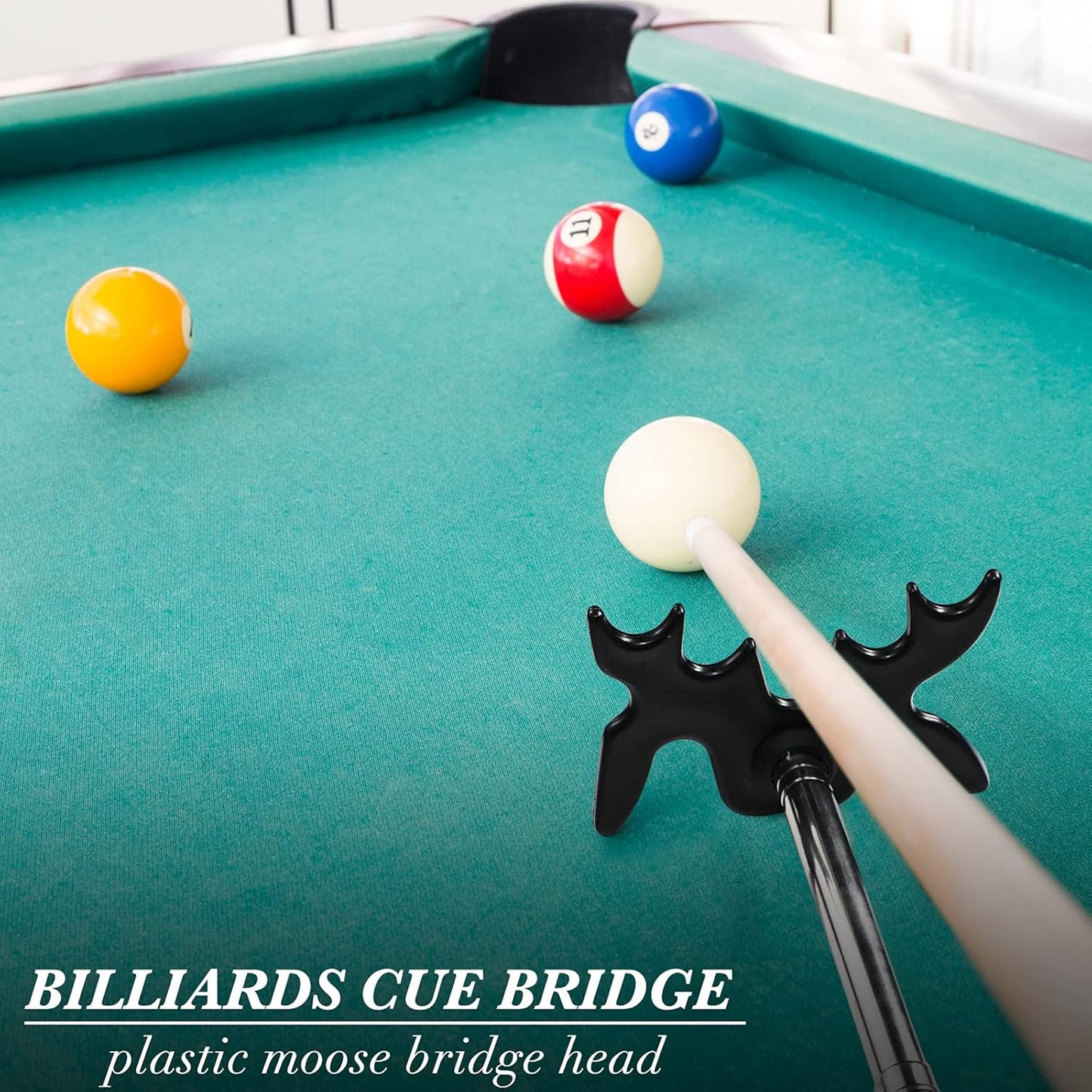 Skylety Retractable Billiard Cue Stick Bridge with Bridge Head, Snooker Set Billiard Pool Cue Accessory for Pool Table