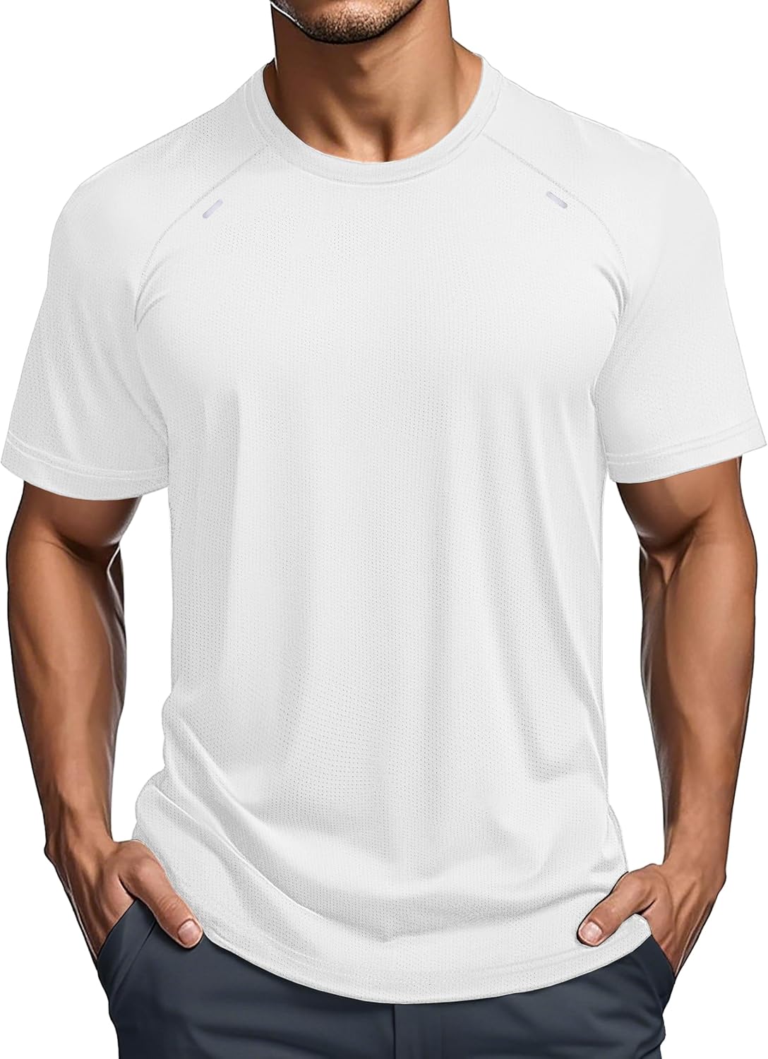 MAGCOMSEN Men's Dry Fit Shirts Mesh Short Sleeve Athletic Lightweight Workout Performance Hiking Shirt