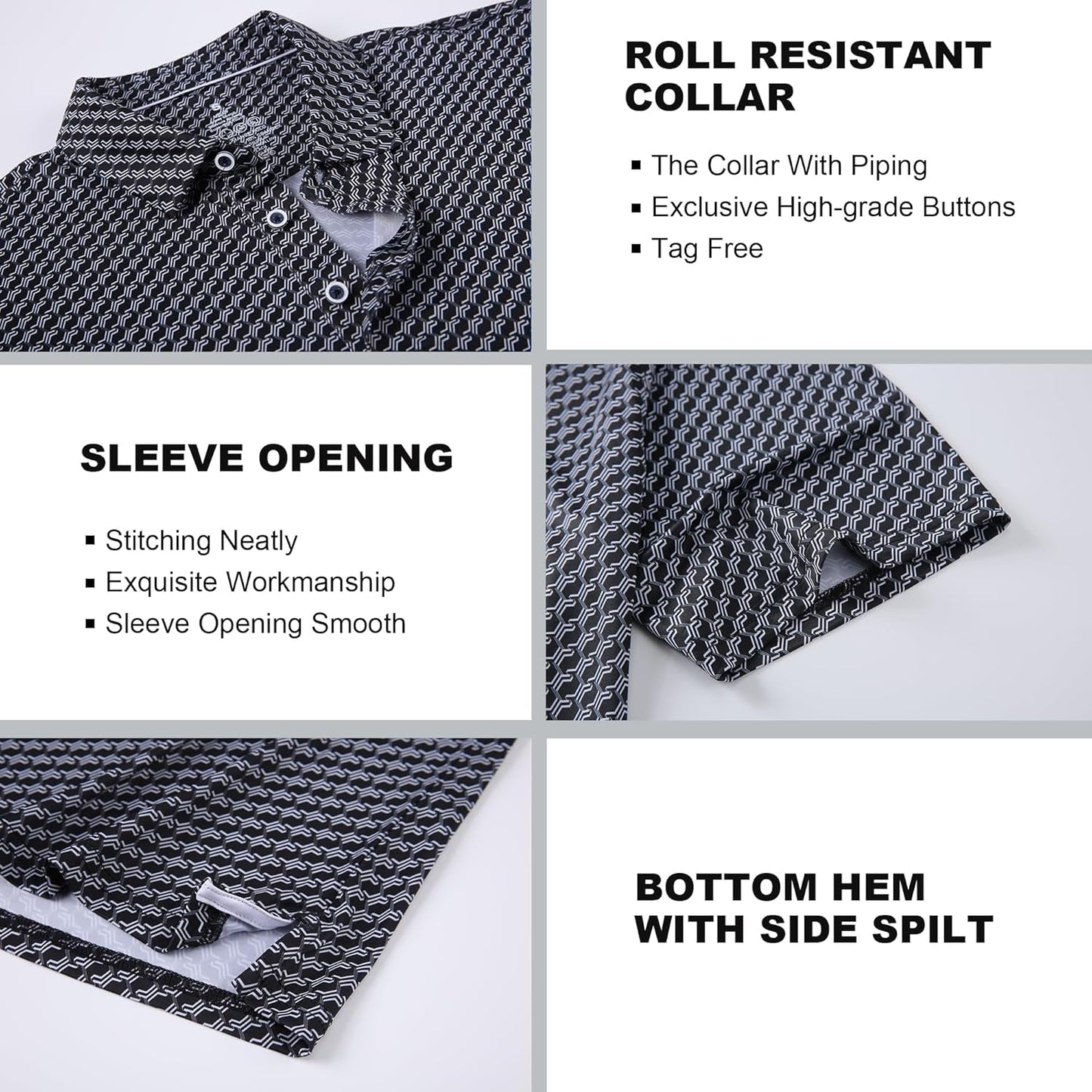 SAMERM Golf Shirts for Men Super Stretch Jacquard Dry Fit Golf Polo Moisture Wicking Short Sleeve Polo Shirts for Men