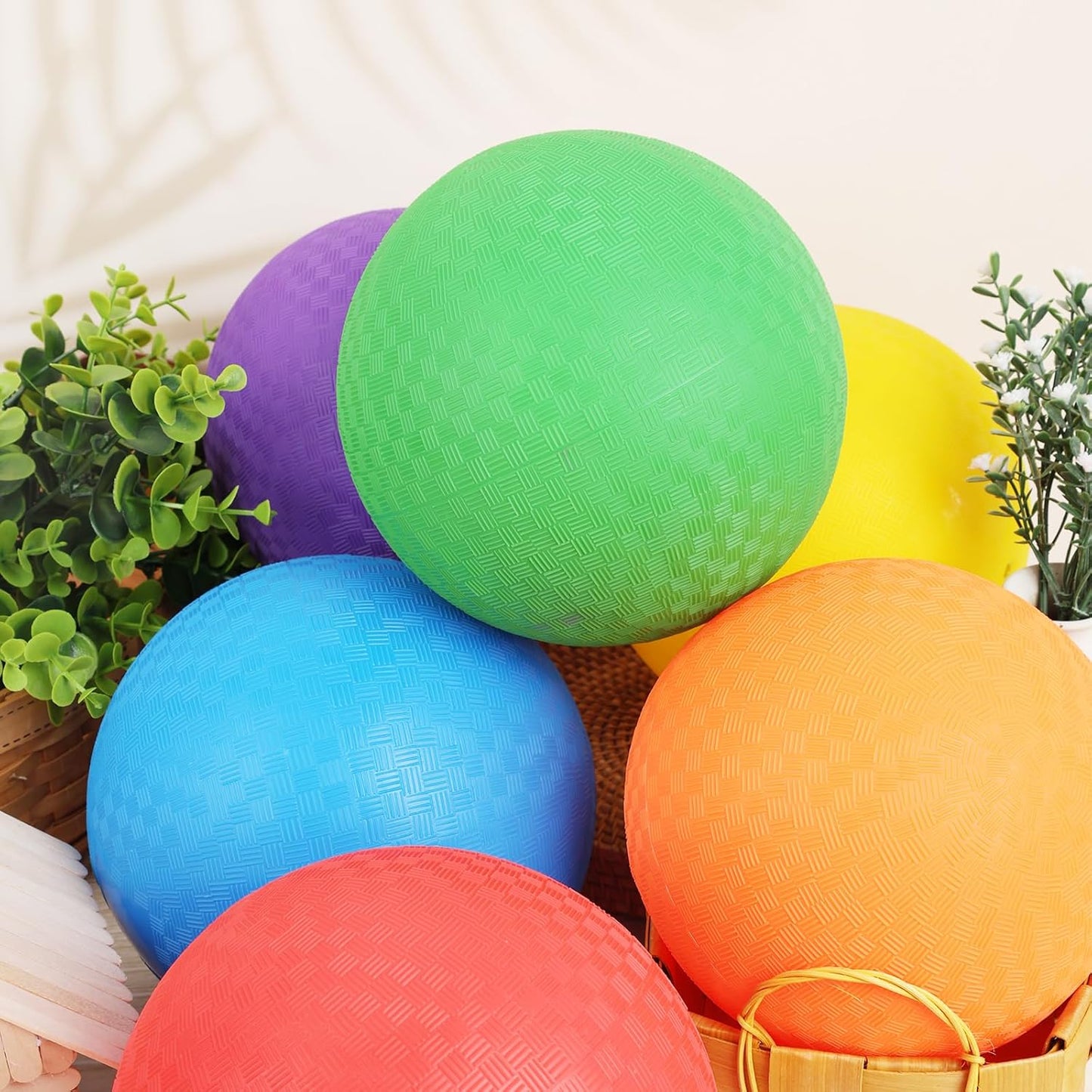LovesTown Inflatable Playground Ball, 8.5 Inch Dodgeballs Kickballs with Air Pump, for 4 Square Ball Games, Sports Toys, Green