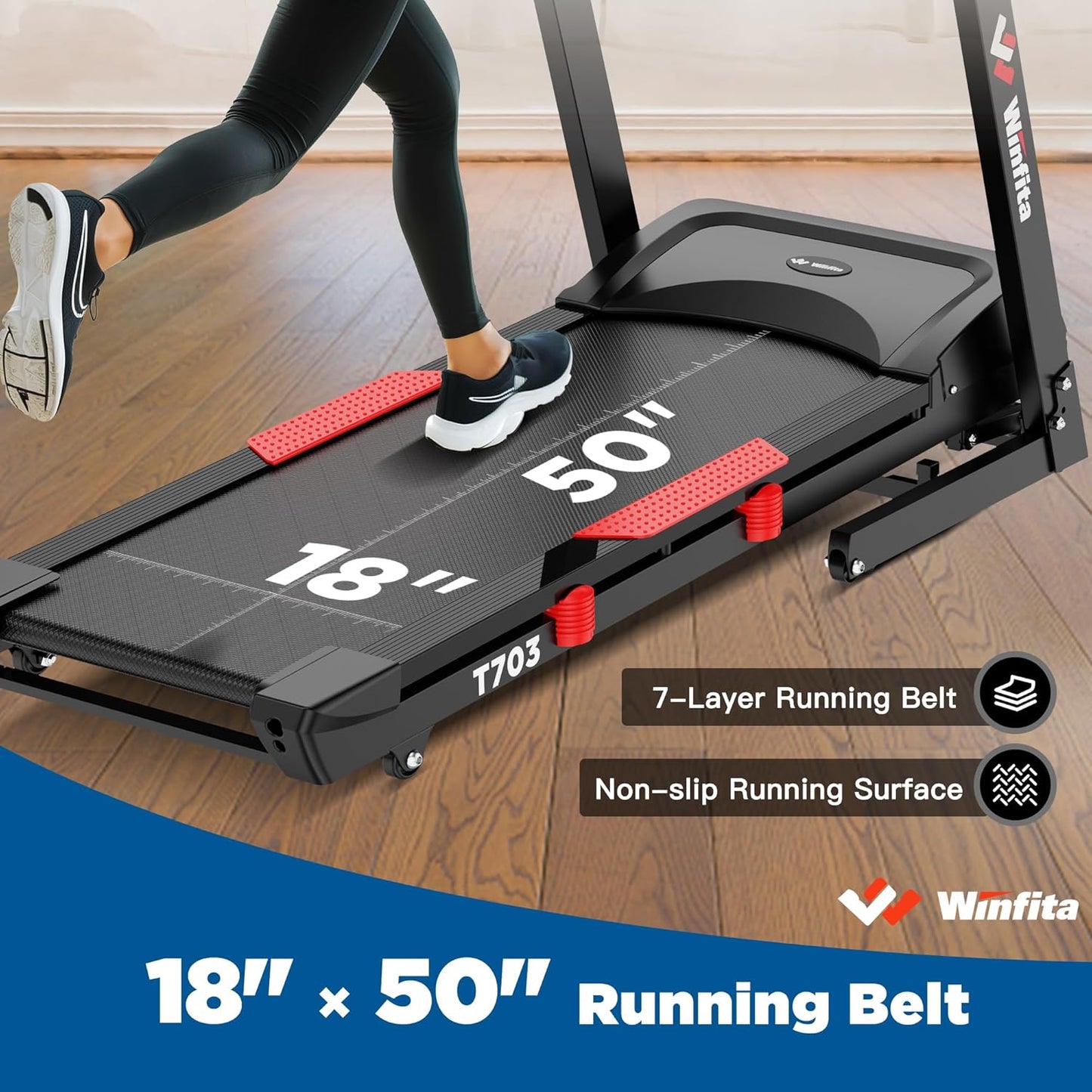 Treadmills for Home, Folding Treadmill with Auto Incline, 300 LBS Capacity, 8MPH or 10MPH Max Speed, Double Deck Shock-Absorbing Running Machine with Bluetooth, App, 64 Programs, Pulse Monitor