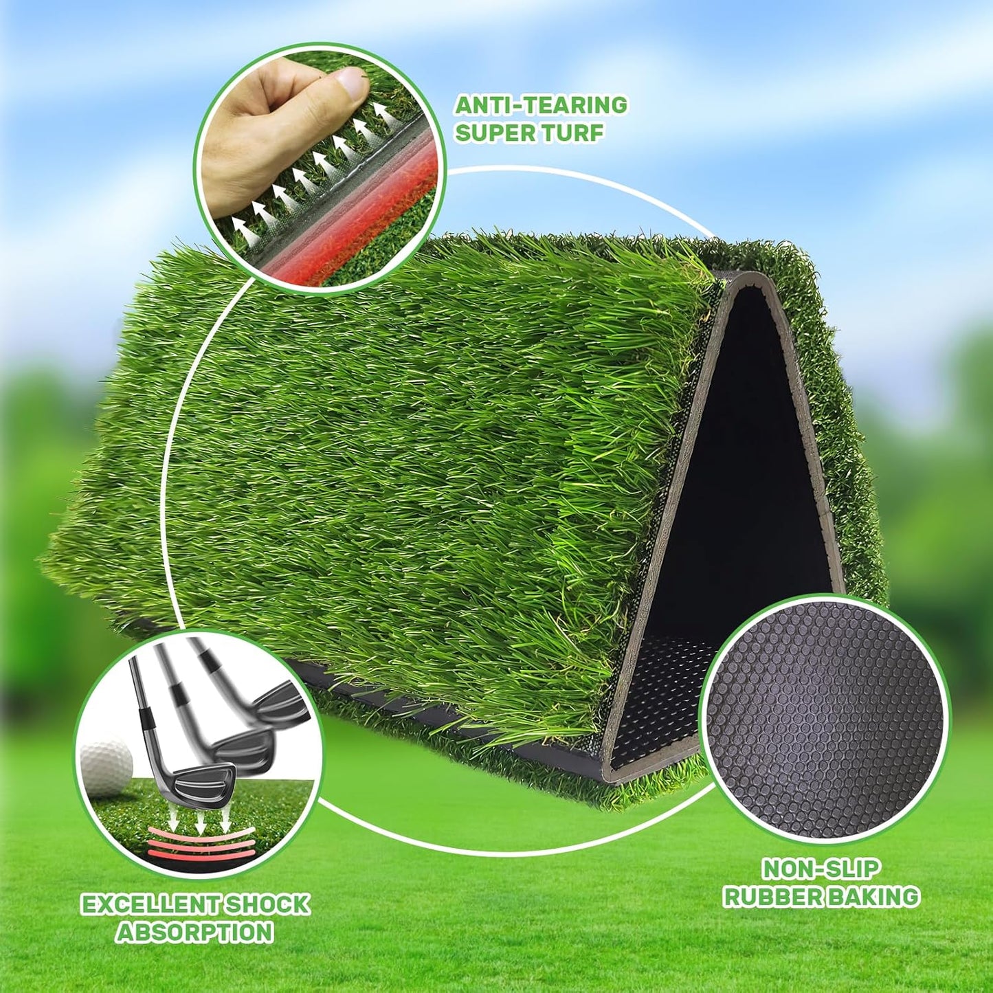 Golf Hitting Mat,Golf Training Mat for Swing Path Feedback Detection Batting, Extra Replaceable Golf Practice Mat 16"x12", Golf Gifts for Men Women for Home Indoor Outdoor